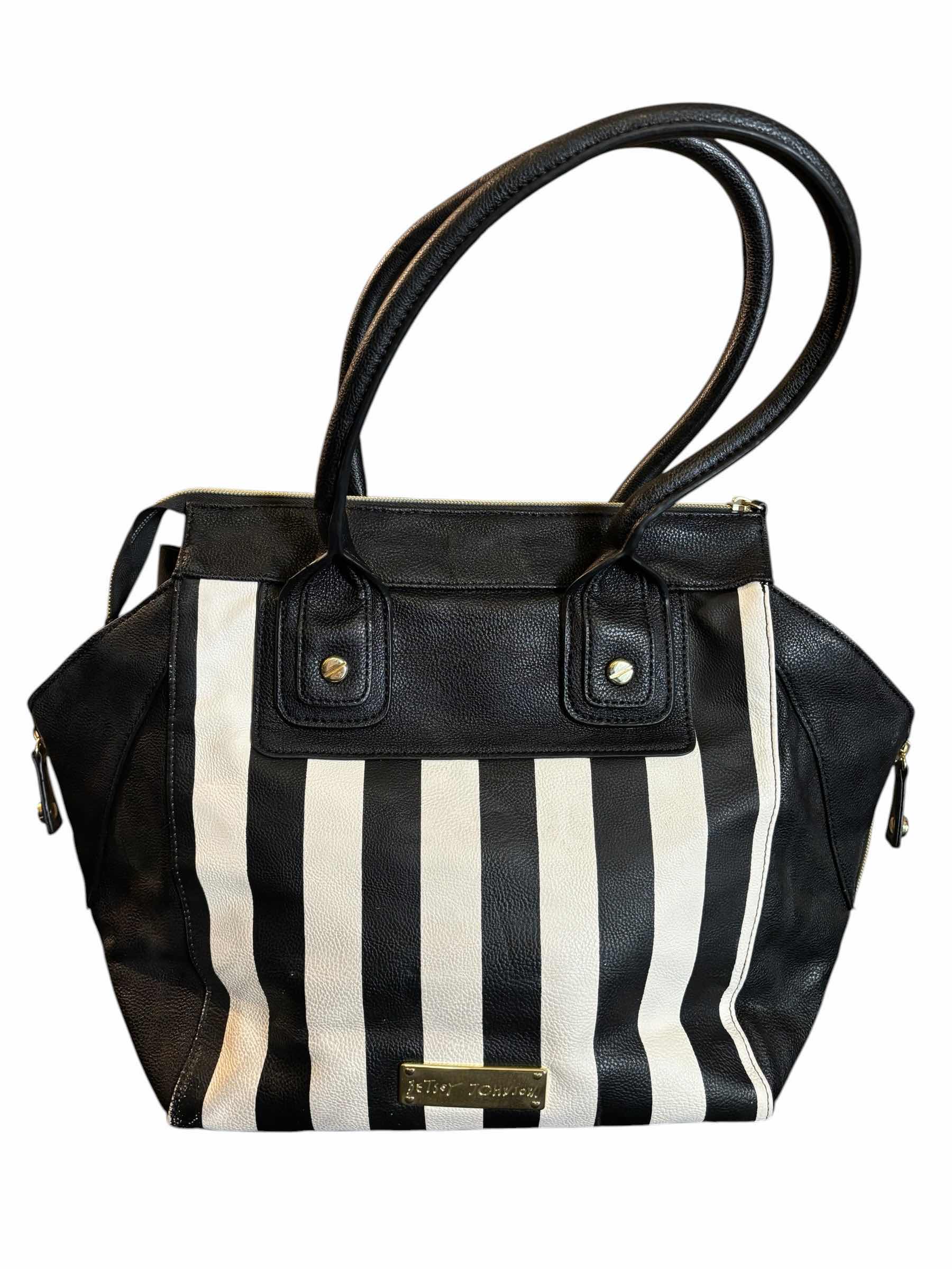 Photo 1 of BETSEY JOHNSON TOTE BAG, BLACK/WHITE