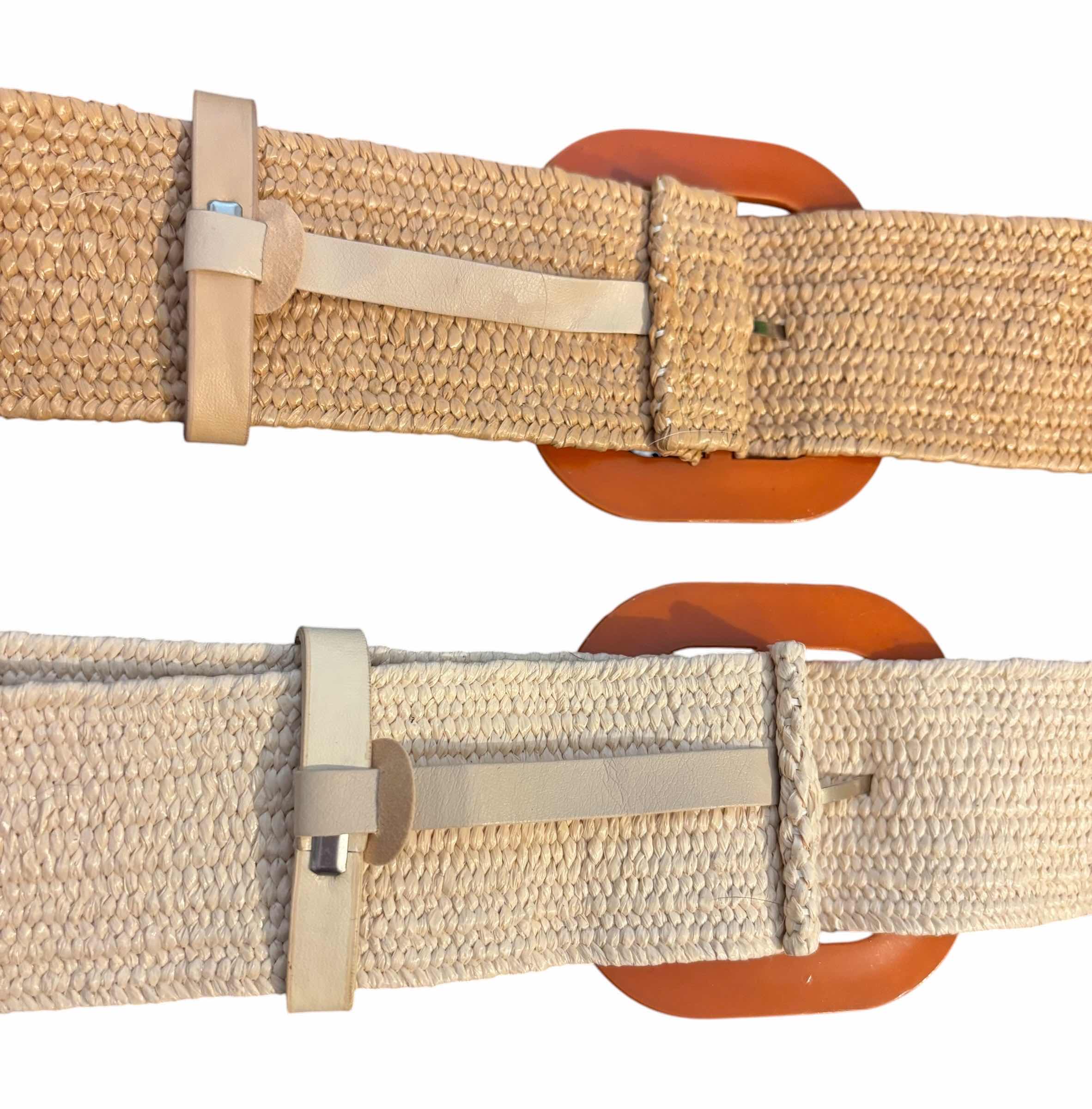 Photo 1 of 2-PACK WOVEN ELASTIC WIDE WAIST BELTS FOR WOMEN, KHAKI/BEIGE