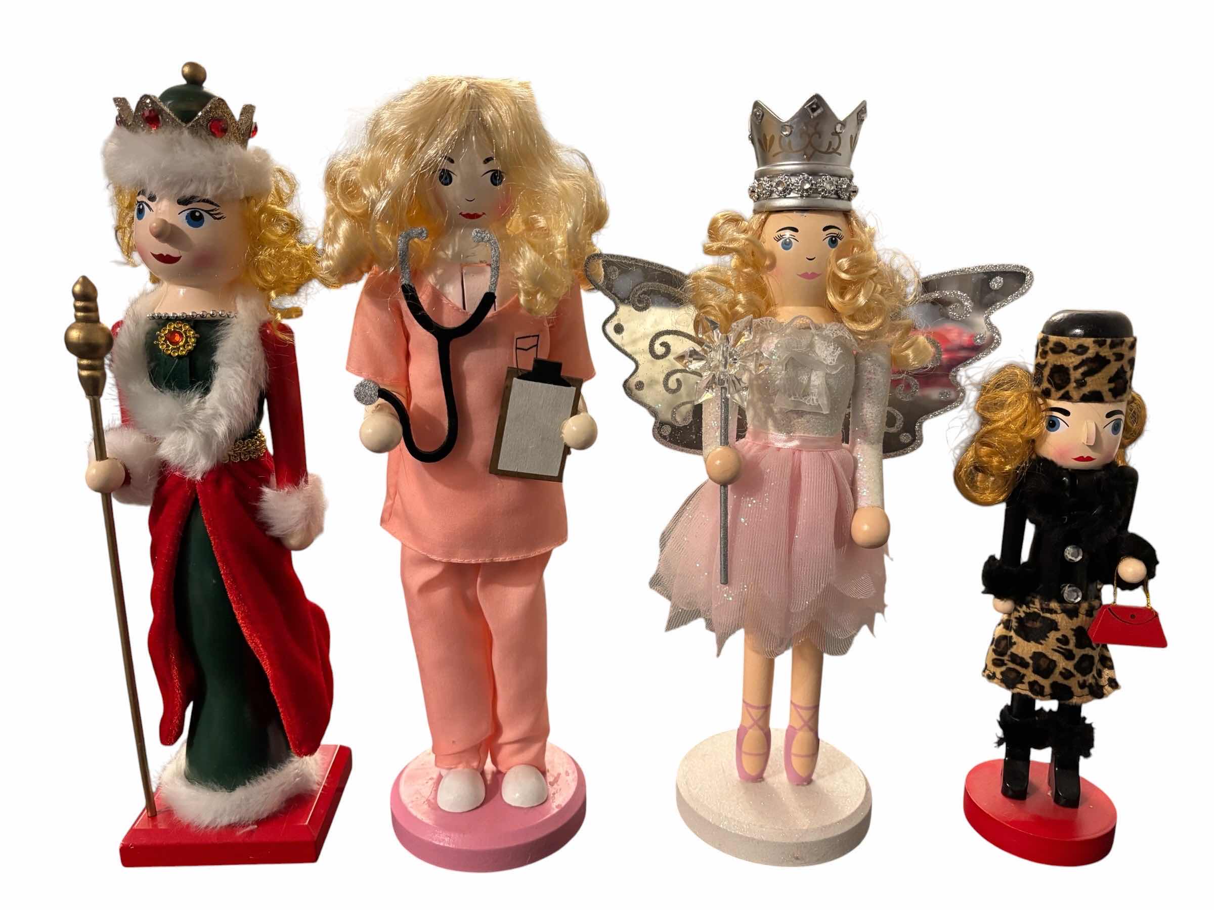 Photo 1 of VARIOUS FEMALE WOODEN NUTCRACKERS 14.25”, 14”, 13.75” & 10” (4)