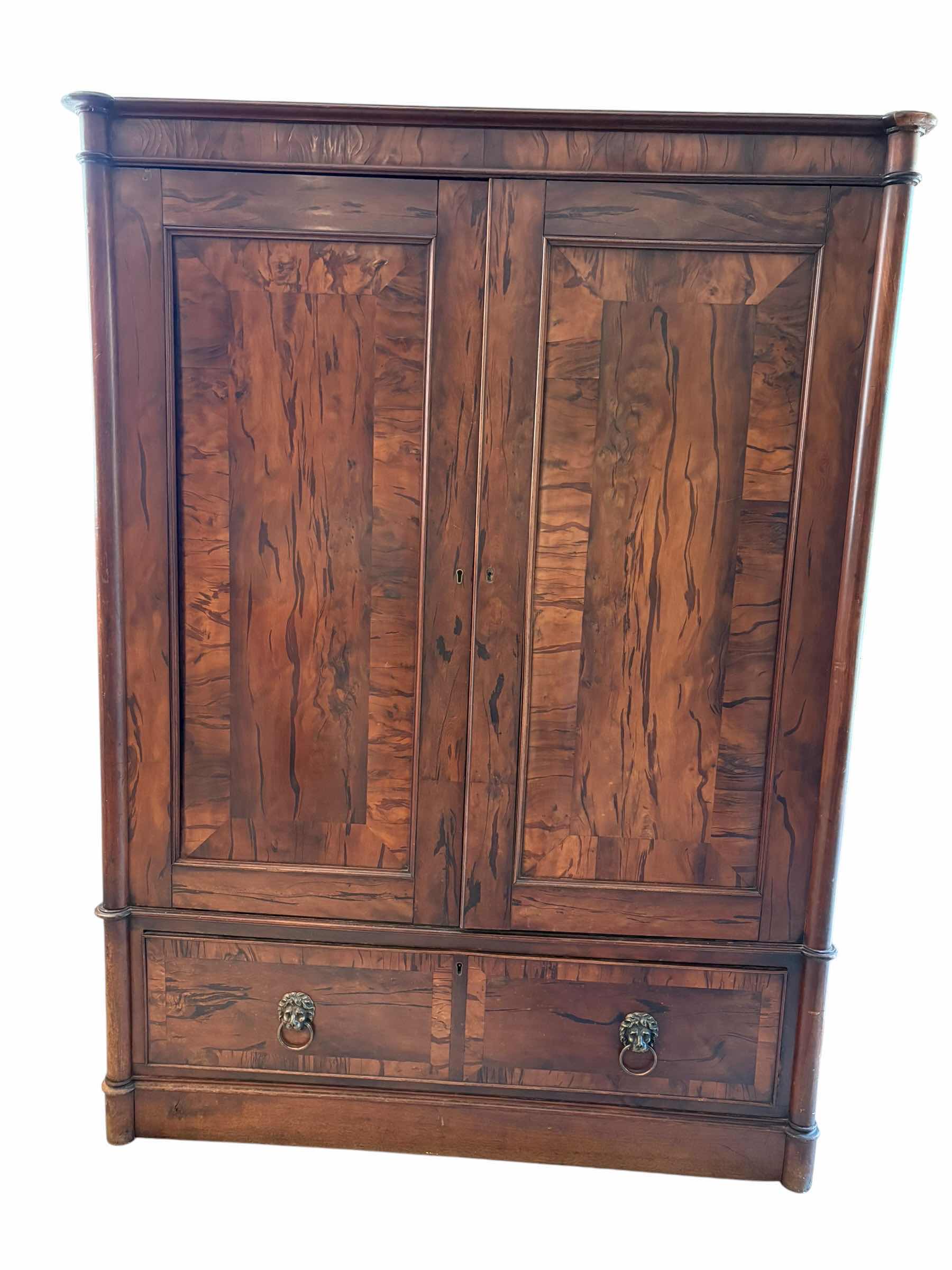 Photo 1 of ANTIQUE TWO FLAME MAHOGANY T DOOR LACQUERED WARDROBE 48”X22.5”H68.5” $5600