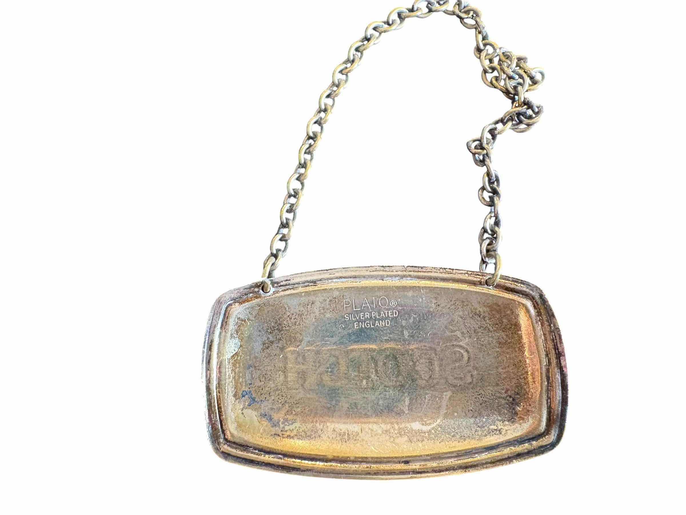 Photo 1 of (8)PCS VINTAGE LIQUOR-DECANTER SILVER PLATED LABELS