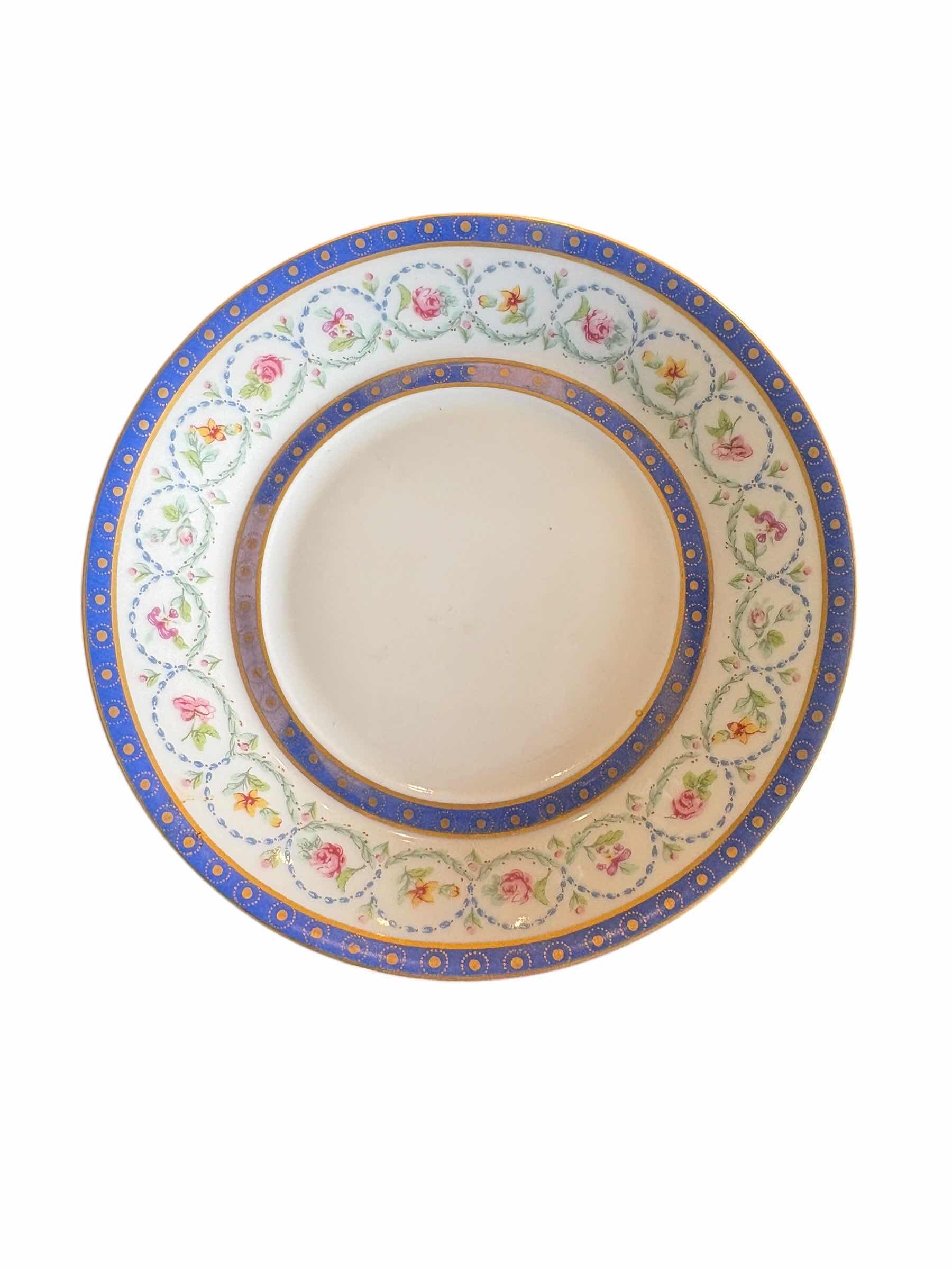 Photo 1 of HAVILAND LIMOGES SAUCER W BLUE AND GOLD RIM ACCENTS D5.25” $200