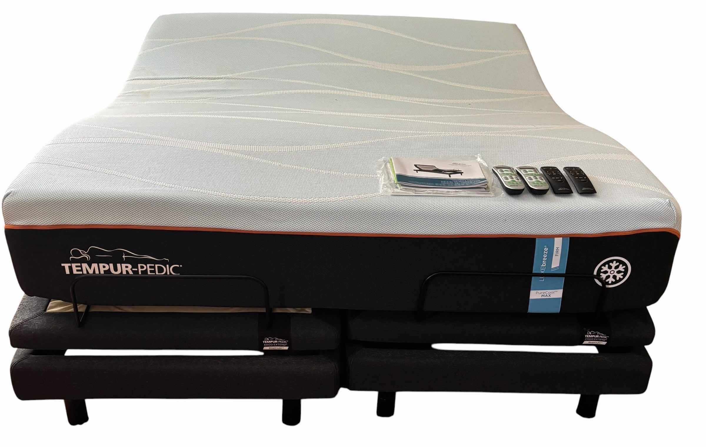 Photo 1 of TEMPUR-PEDIC KING SIZE (70”W) LUXEBREEZE MATTRESS & ADJUSTABLE BASE WITH MANUAL & REMOTES