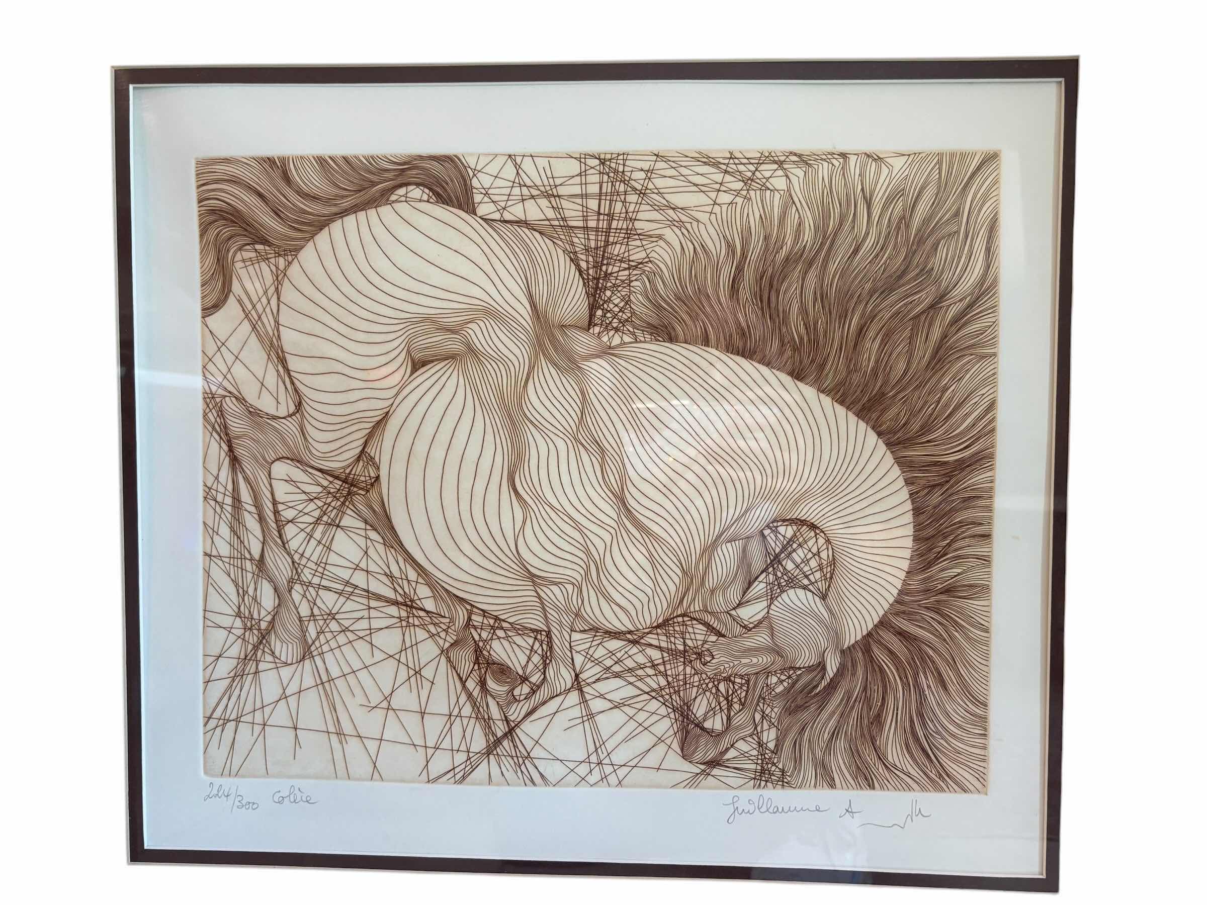 Photo 1 of FRAMED ARTWORK SIGNED LIMITED EDITION “COLERE” ABSTRACT ETCHING WITH SURREALIST STYLING PURCHASED THROUGH GREENVILLE GALLERY, DALLAS TEXAS #224/300 33”X31.5”