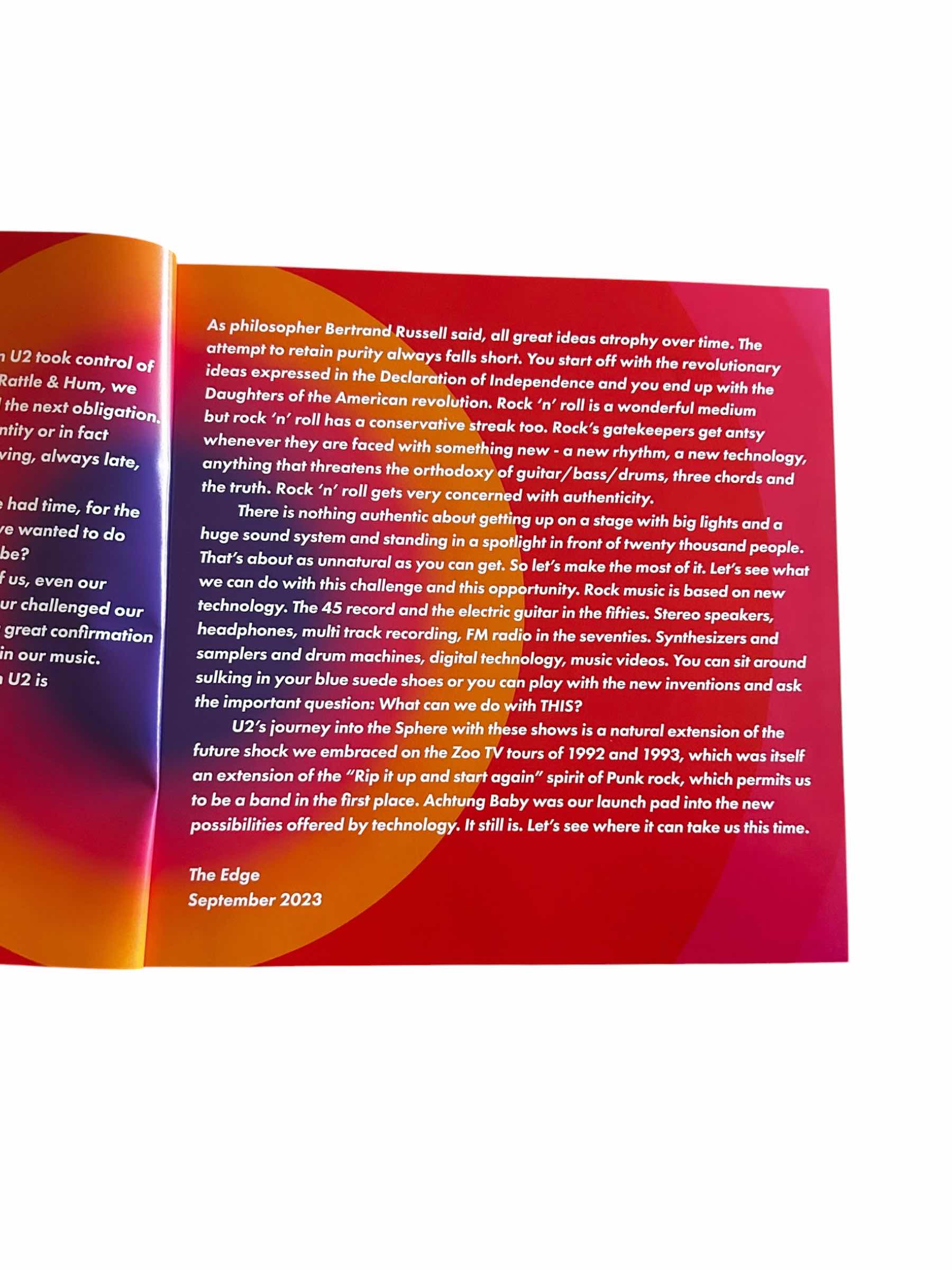 Photo 1 of U2 UV SPHERE 2023 BOOK