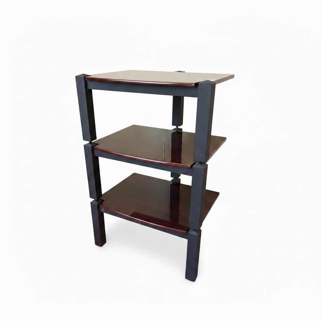 Photo 1 of LOVAN SOVEREIGN MODULAR AUDIO RACK W CHERRY WOOD DESIGNS AND BLACK PILLARS 
24.5”X15”H36”