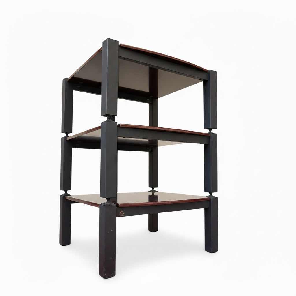 Photo 1 of LOVAN SOVEREIGN MODULAR AUDIO RACK W CHERRY WOOD DESIGNS AND BLACK PILLARS 
24.5”X15”H36”
