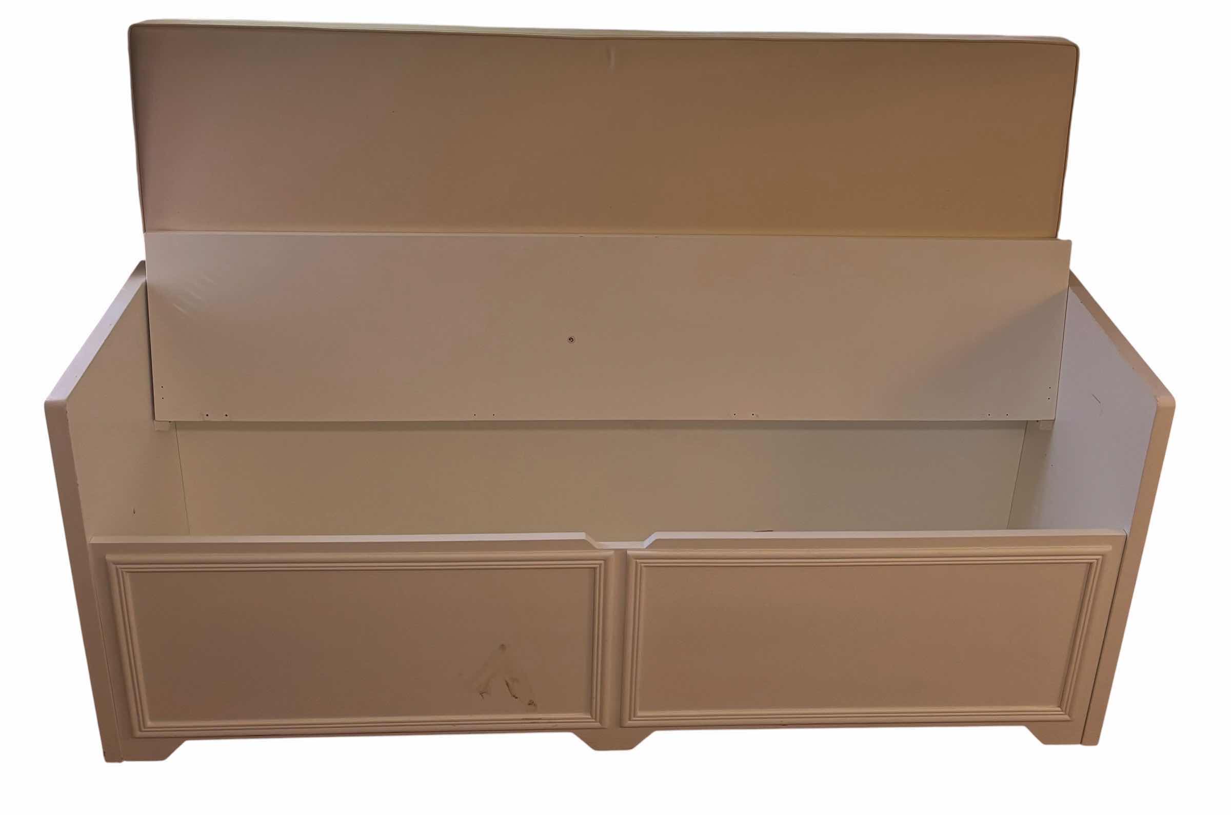 Photo 1 of STORAGE BENCH WITH CUSHION H25” X 60” (MISSING HINGES) $280