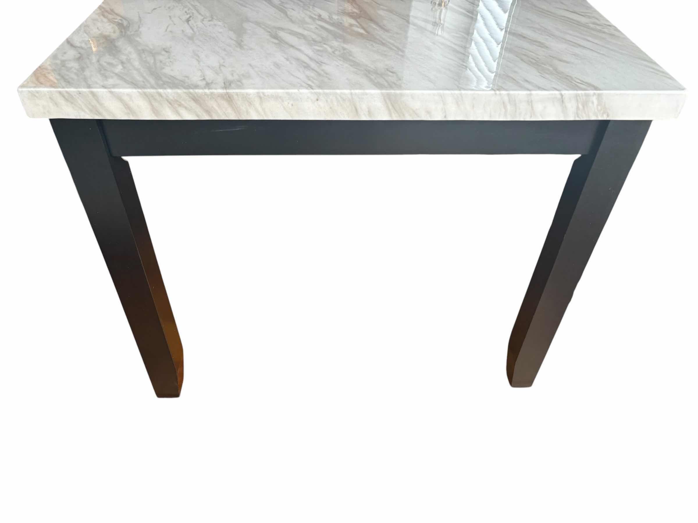 Photo 1 of POLISHED FAUX GREY MARBLE STYLE TABLE W BLACK LEGS 64”X38”H31”
