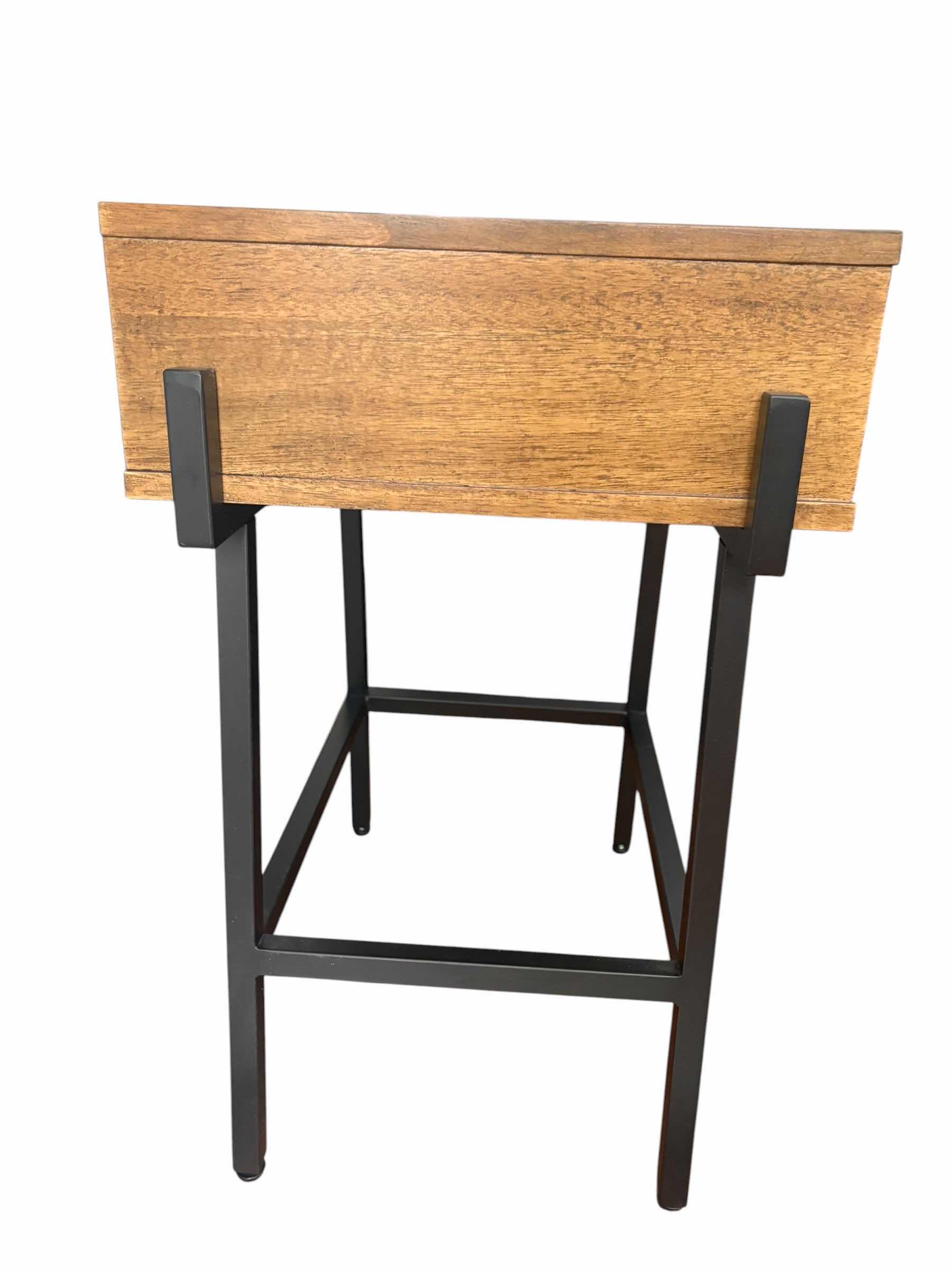 Photo 1 of INDUSTRIAL SIDE WOOD TABLE W BLACK LEGS 17.5”X15”H24.5” $299