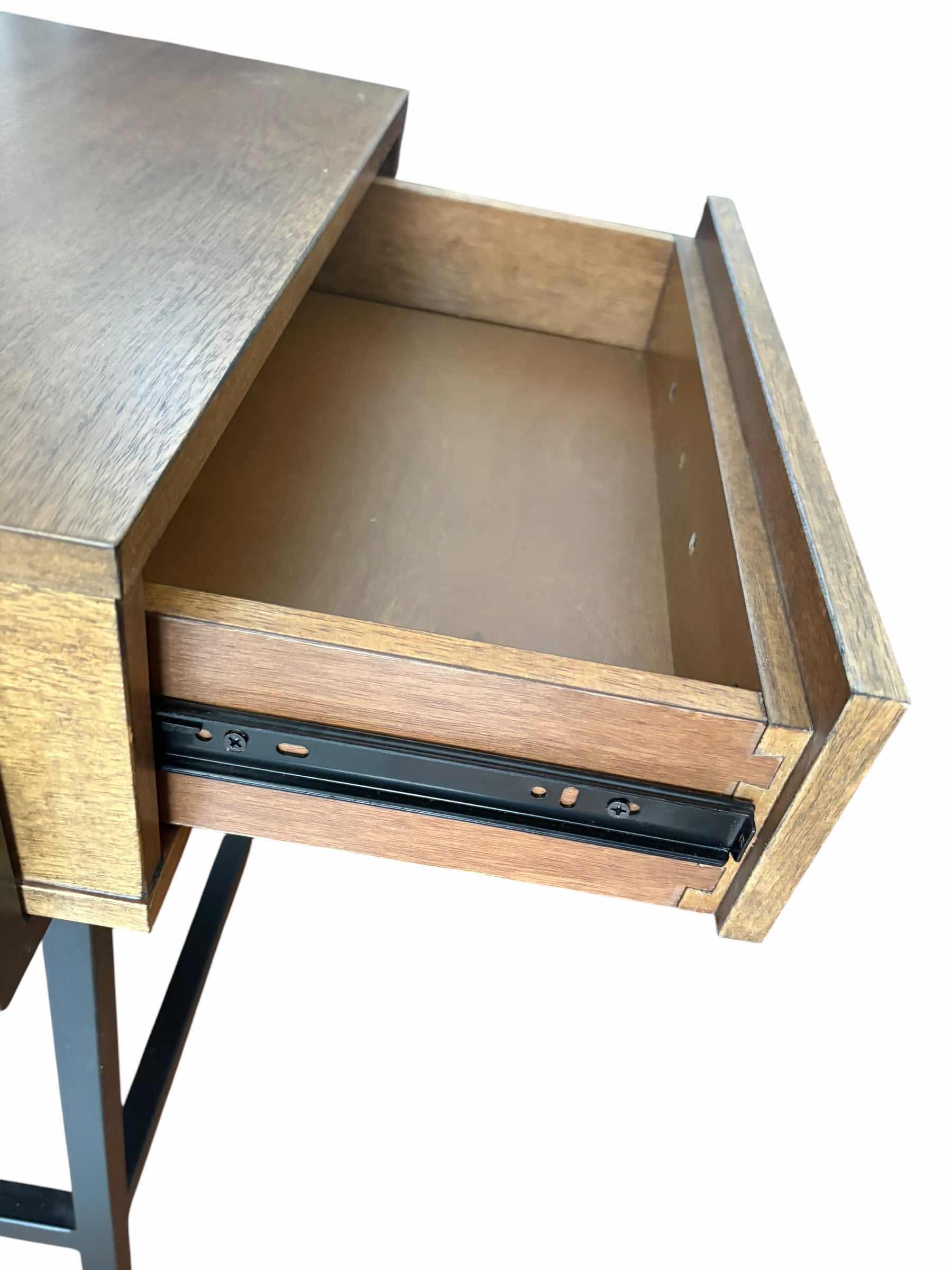 Photo 1 of INDUSTRIAL SIDE WOOD TABLE W BLACK LEGS 17.5”X15”H24.5” $299