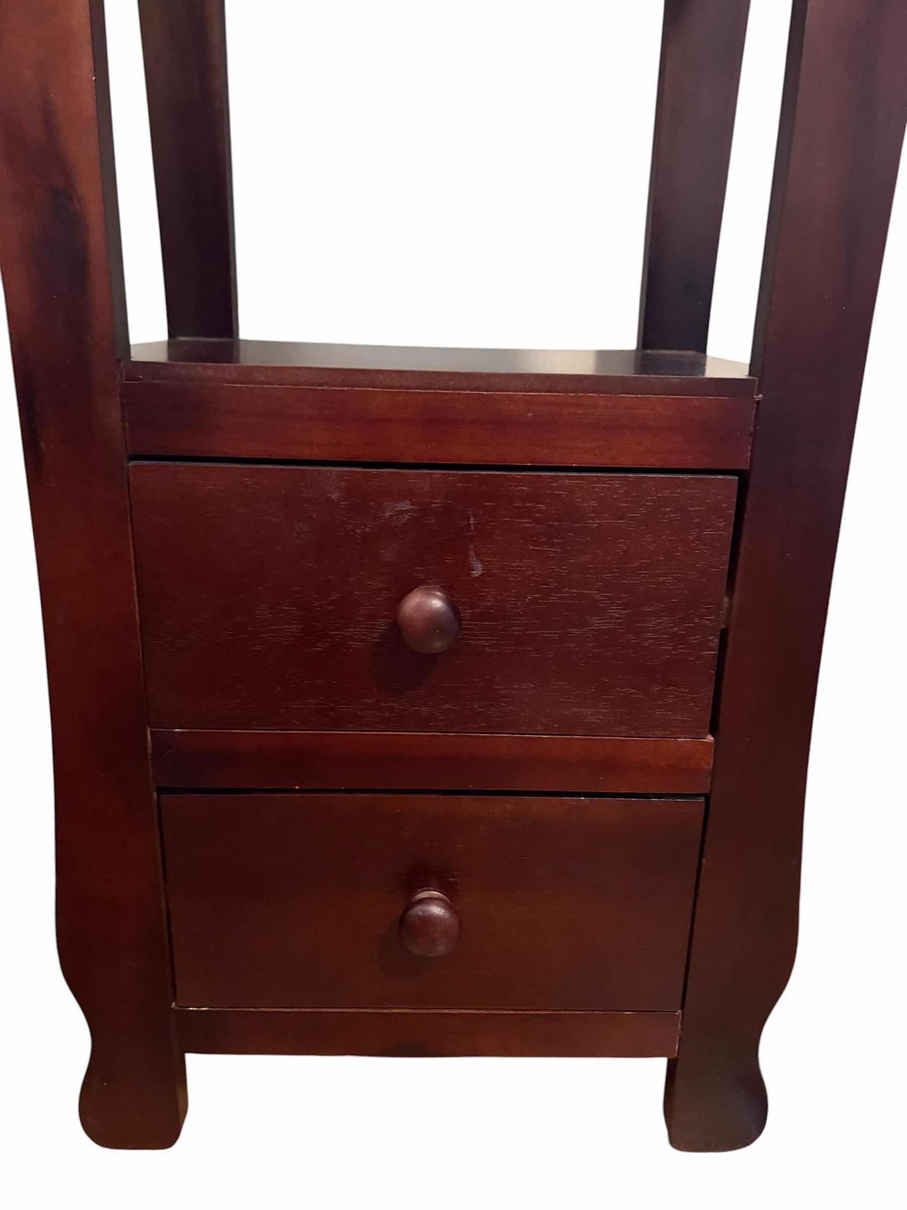 Photo 1 of 2-DRAWER ESPRESSO AND DARK BROWN FINISH STYLE  ACCENT TABLE 16.X13”H30”