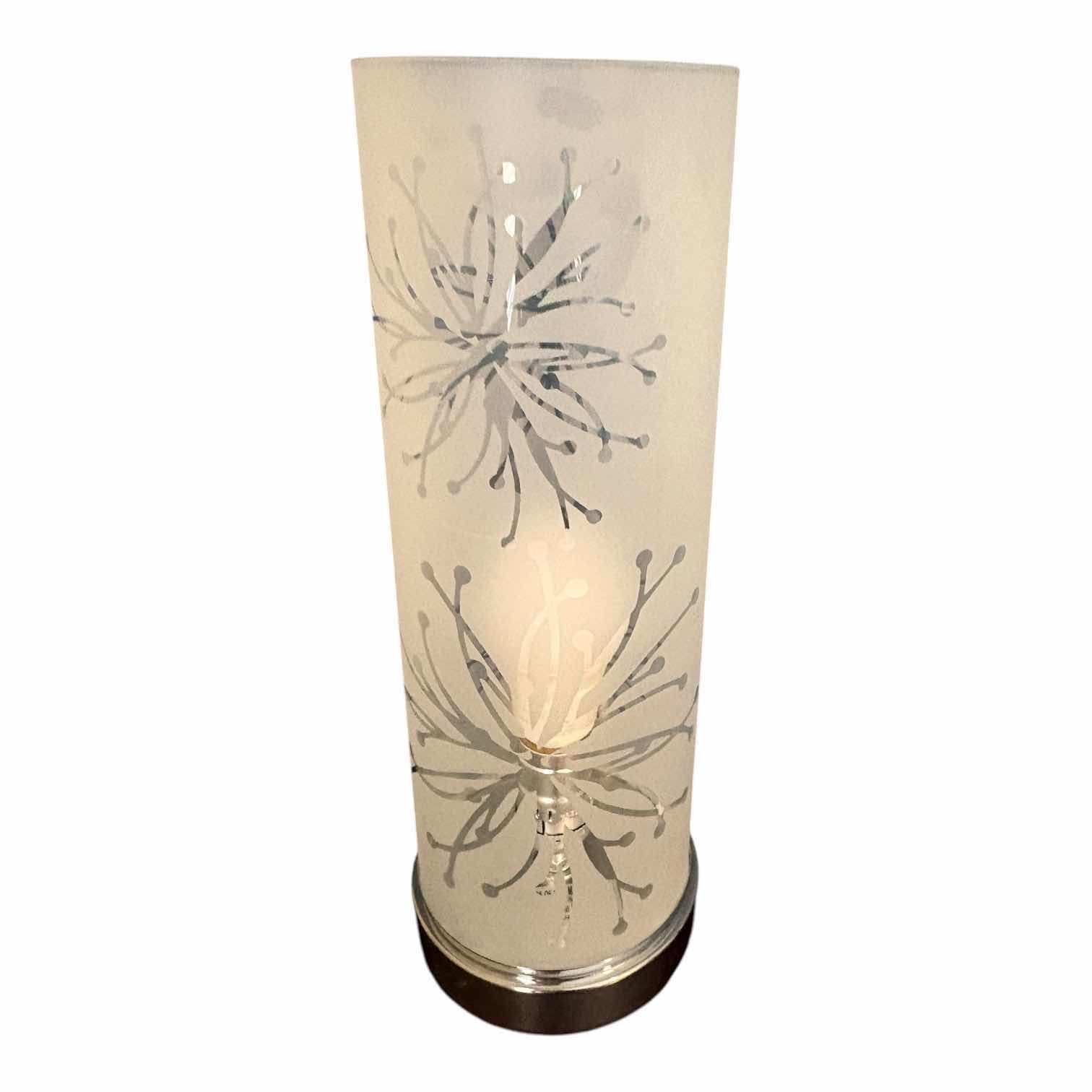 Photo 1 of (2)PCS FROSTED GLASS CYLINDER ACCENT LAMP H14” $90