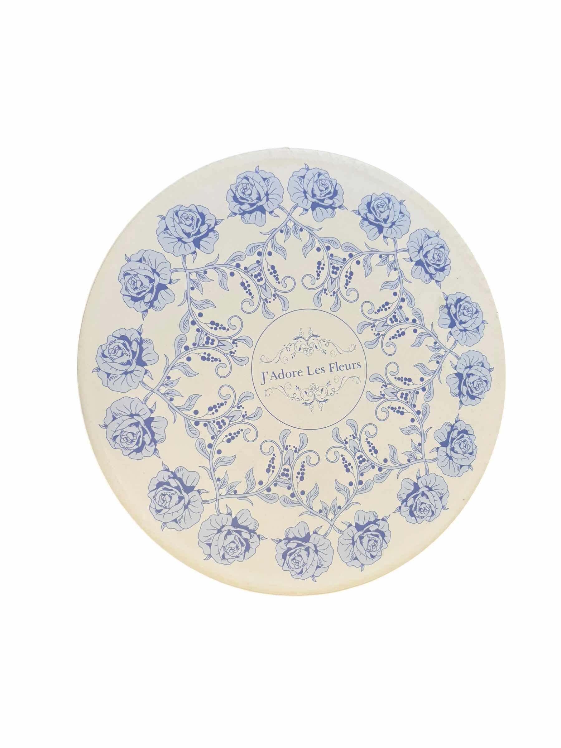 Photo 1 of J’ADORE LES FLUERS BLUE FLORAL HAT CONTAINER W FABRIC HANDLE H10”