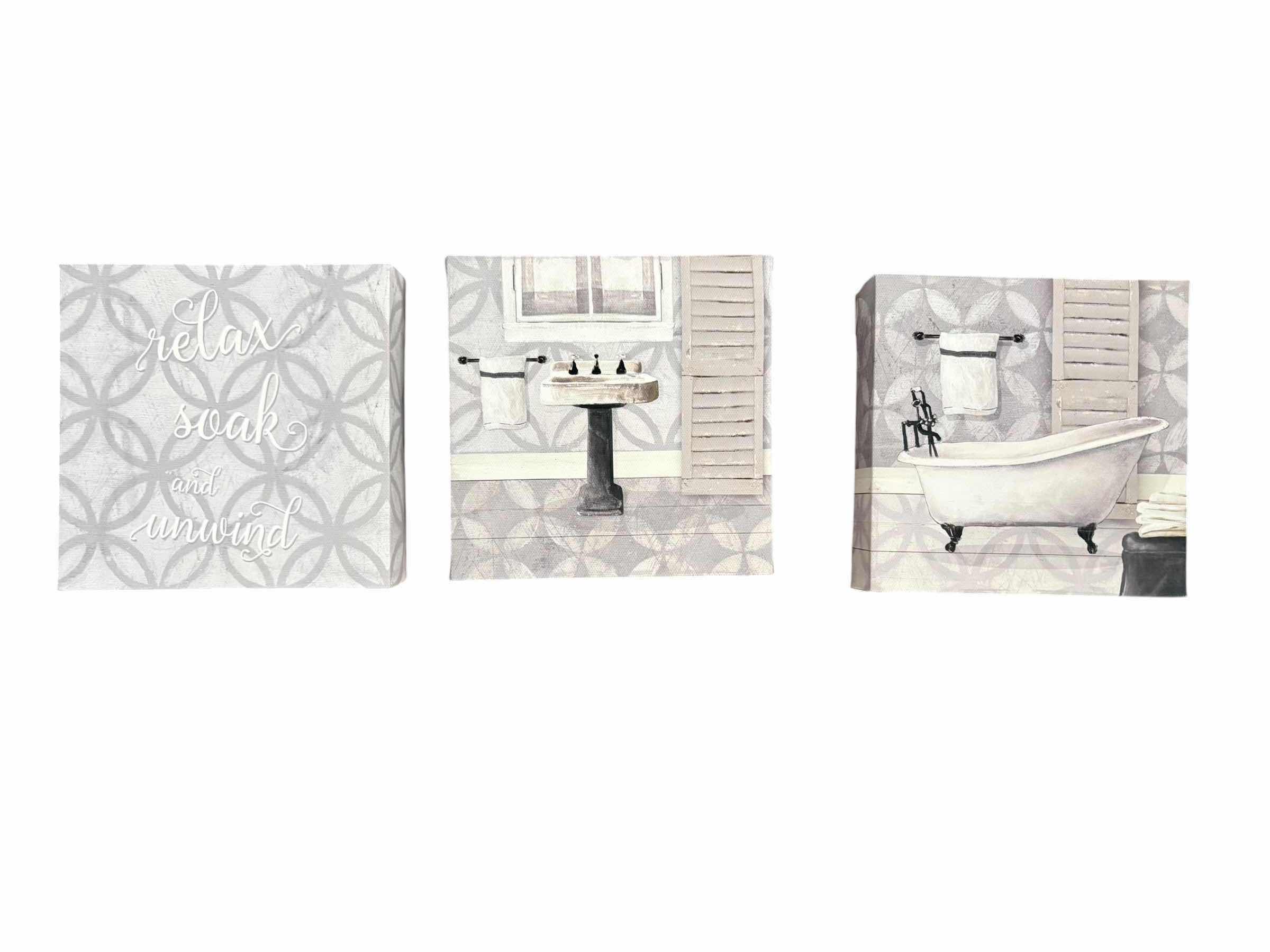 Photo 1 of (4)PCS BATHROOM CANVAS “SOAK YOUR TROUBLES AWAY” LONGEST 20”X8”