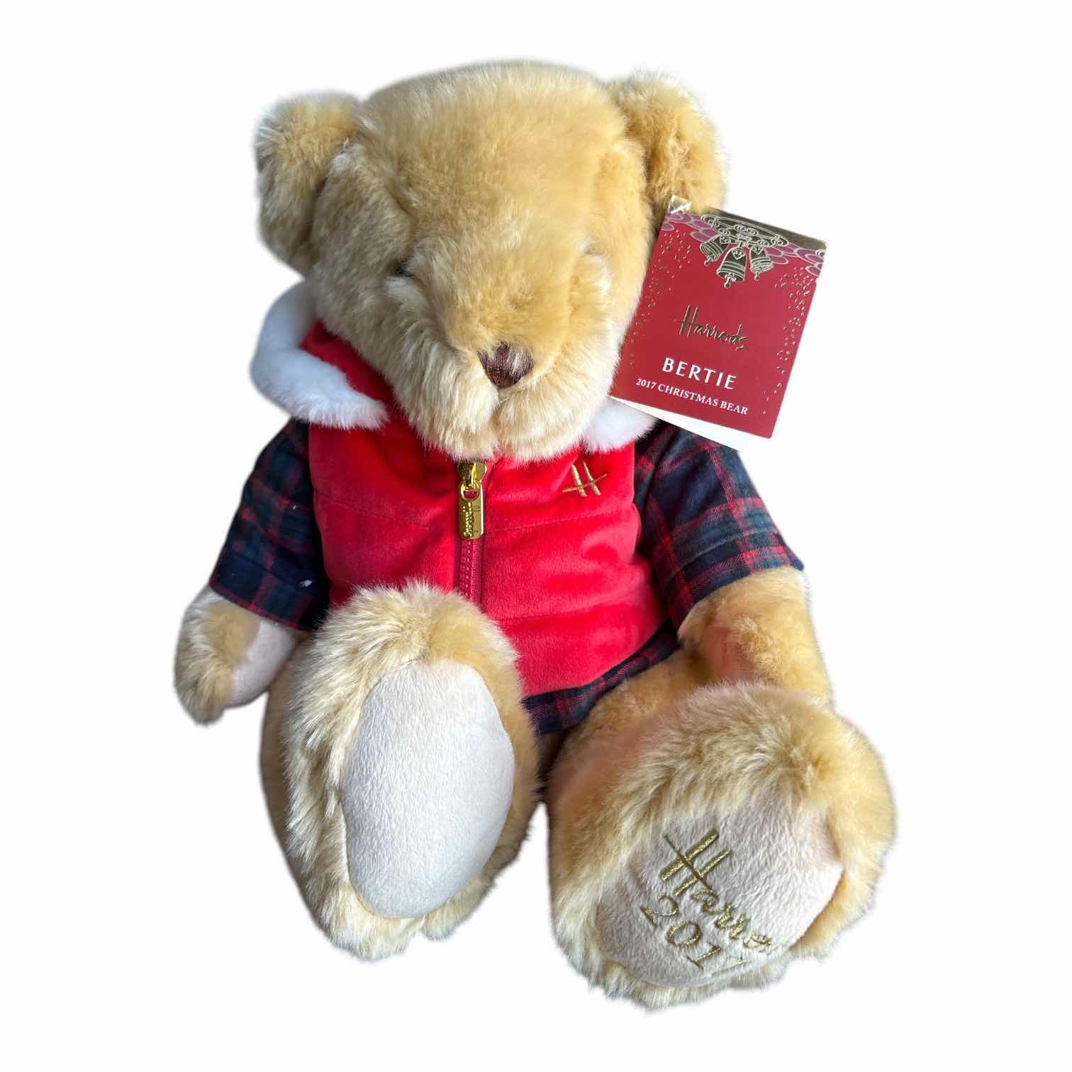 Photo 1 of HARRODS BERTIE 2017 CHRISTMAS BEAR W ORIGINAL TAGS H12”