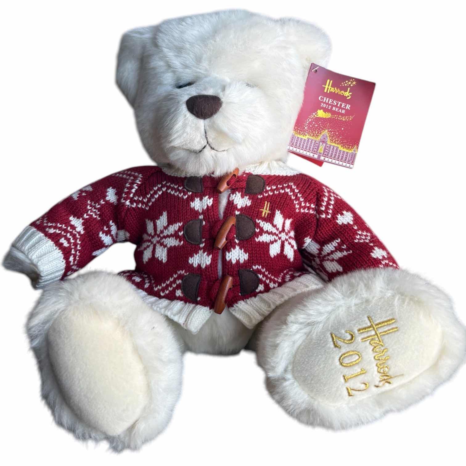 Photo 1 of HARRODS CHESTER 2012 CHRISTMAS BEAR W ORIGINAL TAG H12” $90