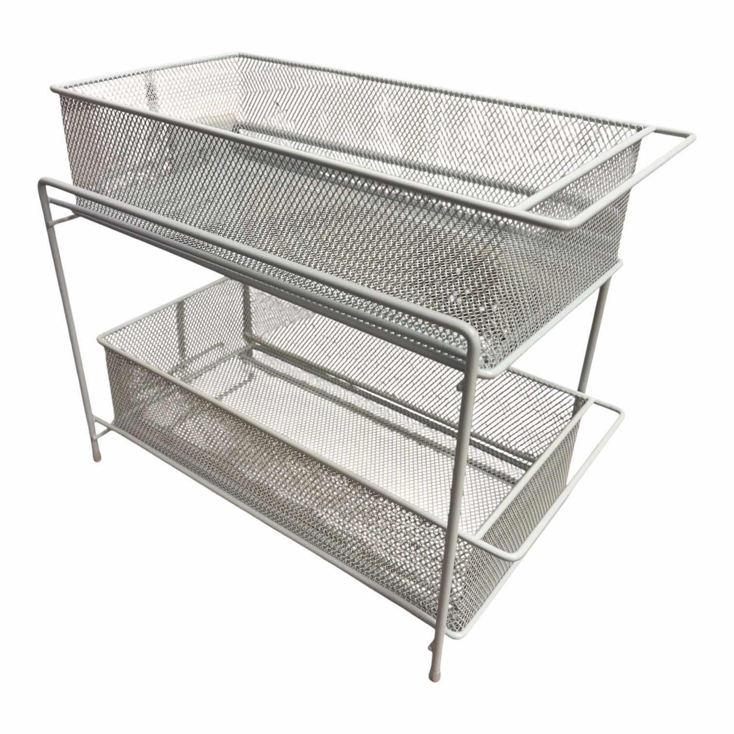 Photo 1 of METAL STORAGE SHELVES (2) & WOODEN ABOVE SINK SHELF 30”L