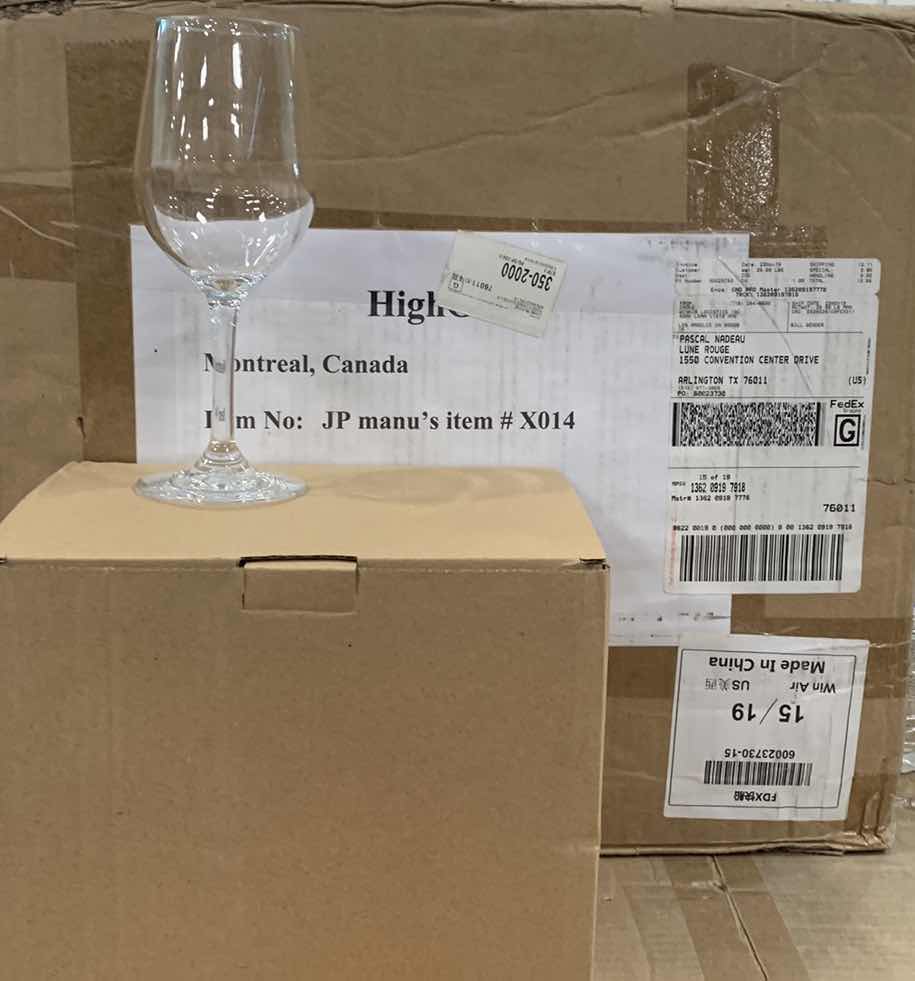 Photo 1 of 2 CASES TOTAL OF 96 PLASTIC WINE GLASSES 8” TALL