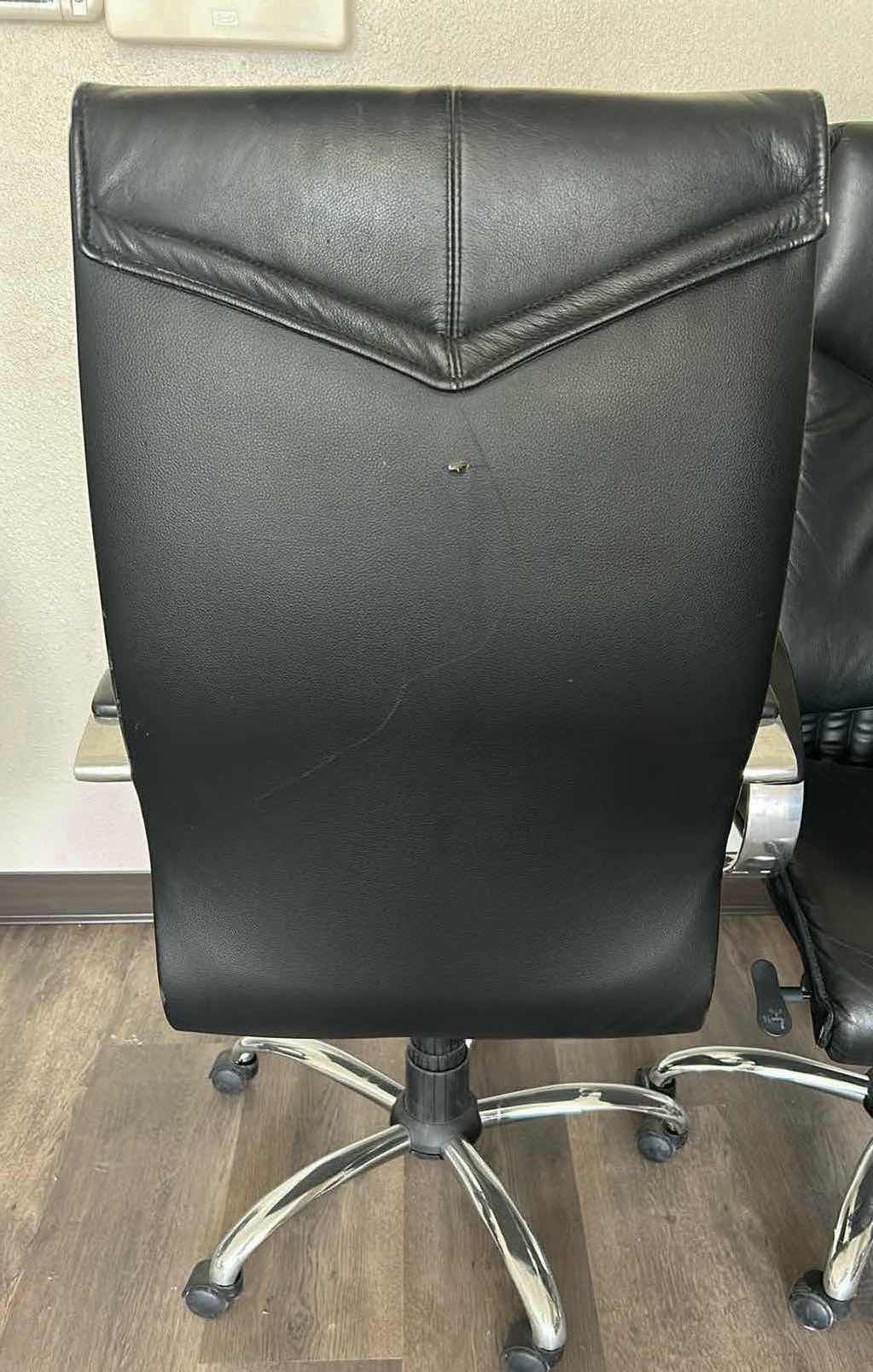 Photo 1 of 2- BLACK SWIVEL OFFICE STAR DELUXE HIGH BACK EXECUTIVE LEATHER CHAIRS W CASTERS