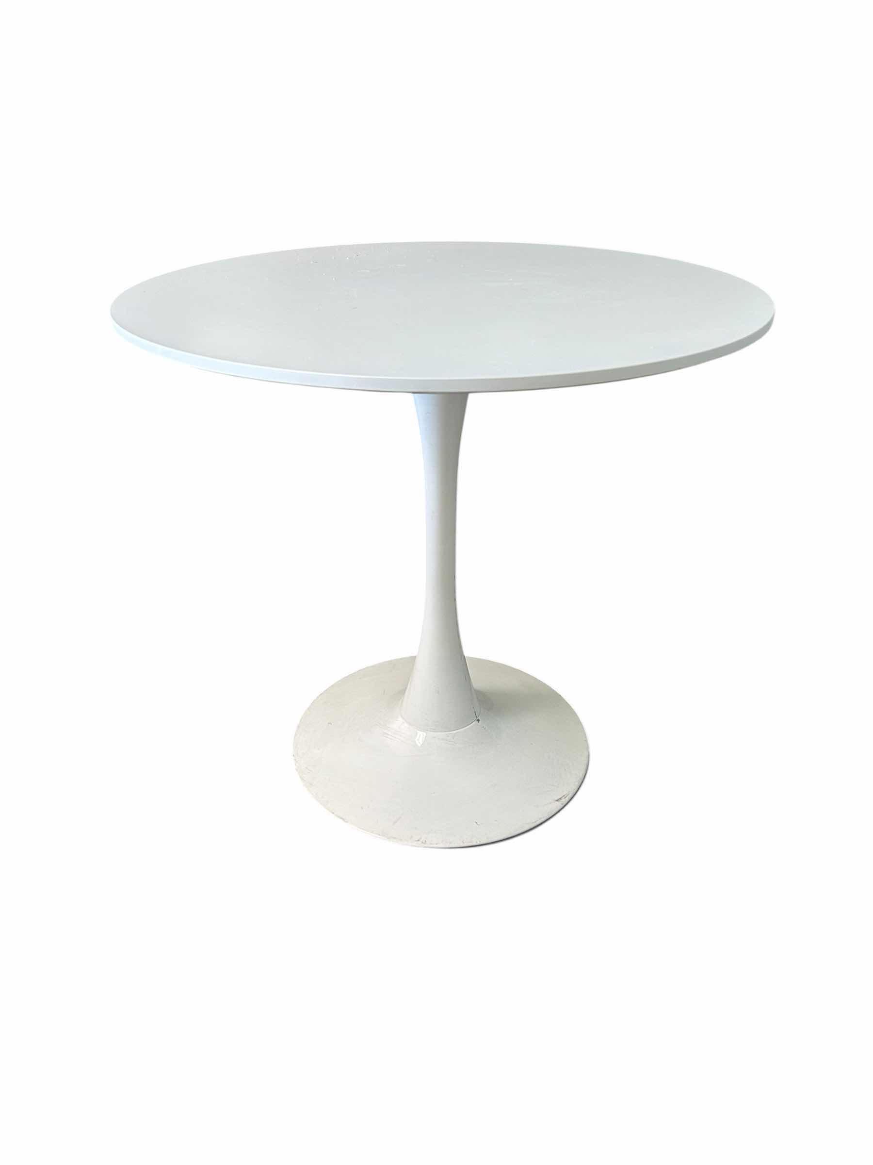 Photo 1 of 32" ROUND MID CENTURY MODERN TULIP DINING TABLE W WOOD TOP & GLOSS IRON BASE H 29"