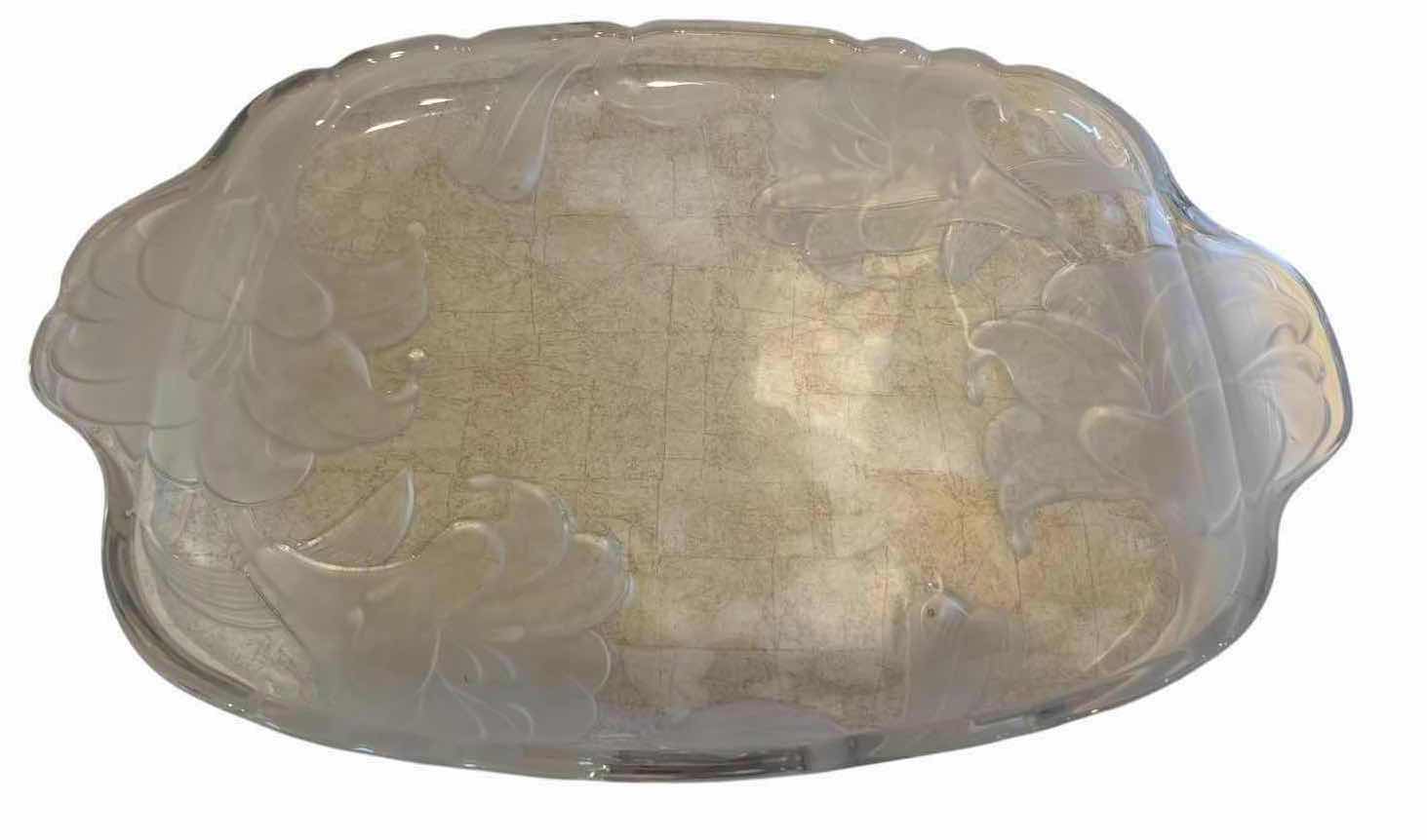 Photo 1 of (2)PCS VINTAGE PRESSED GLASS SERVING PLATTERS & DIVIDED RELISH TRAY D15.5”