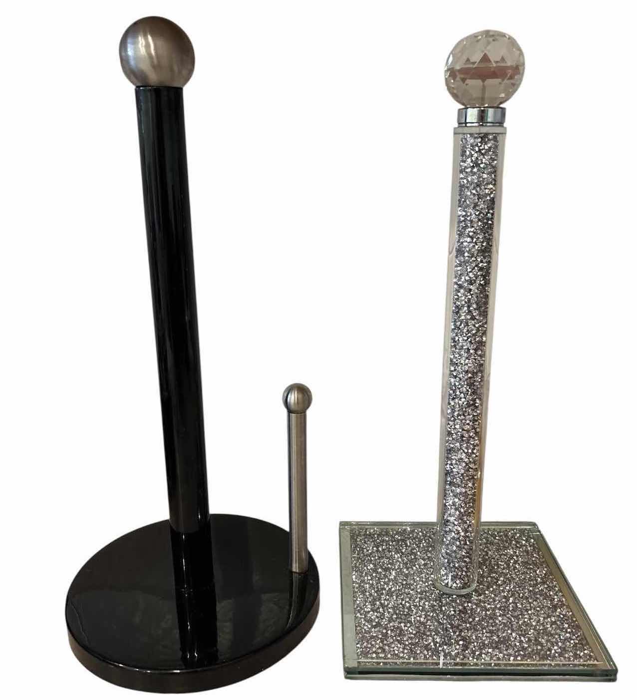 Photo 1 of KITCHEN ACCESSORIES LOT – RHINESTONE PAPER TOWEL HOLDER, FLATWARE, CUTLERY TRAY & UTENSILS H14”