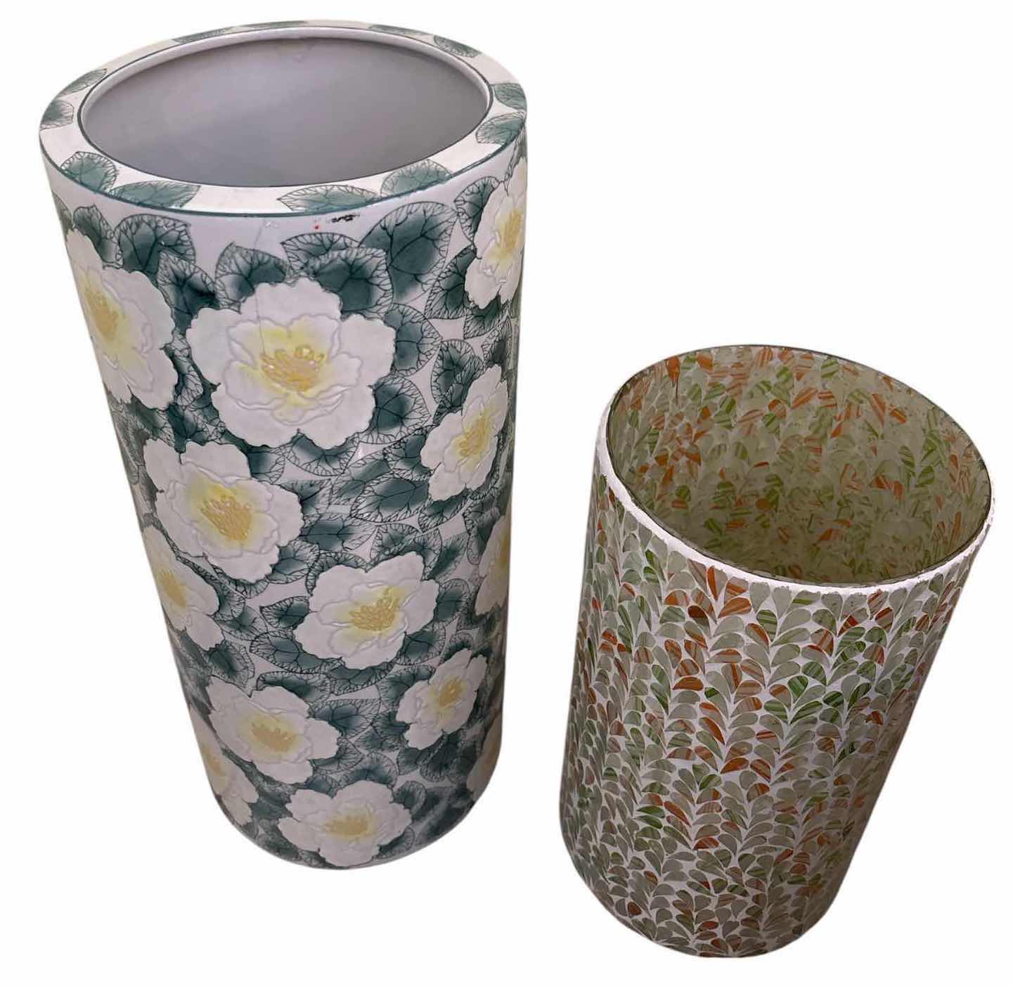 Photo 1 of (4)PCS HOME ACCENT– FLORAL & MOSAIC VASES WITH MIRRORED WALL ART H18”