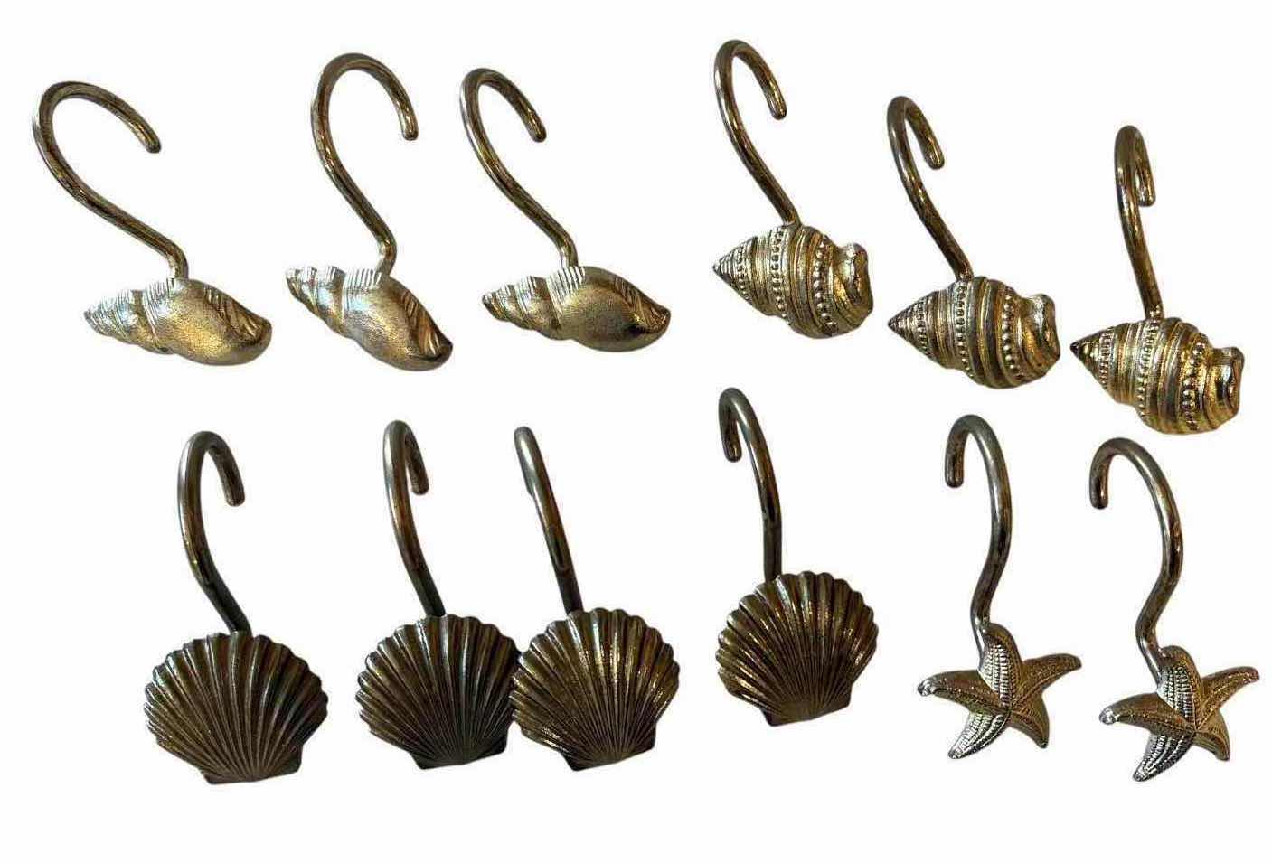 Photo 1 of (11)PCS COASTAL SEASHELL & STARFISH SHOWER CURTAIN HOOKS