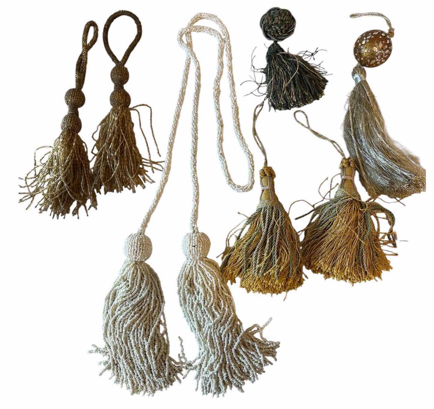 Photo 1 of (7)PCS DECORATIVE CURTAIN TASSEL & DRAPERY TIEBACK- WHITE, CREAM COLOR & MORE H20.5” $73