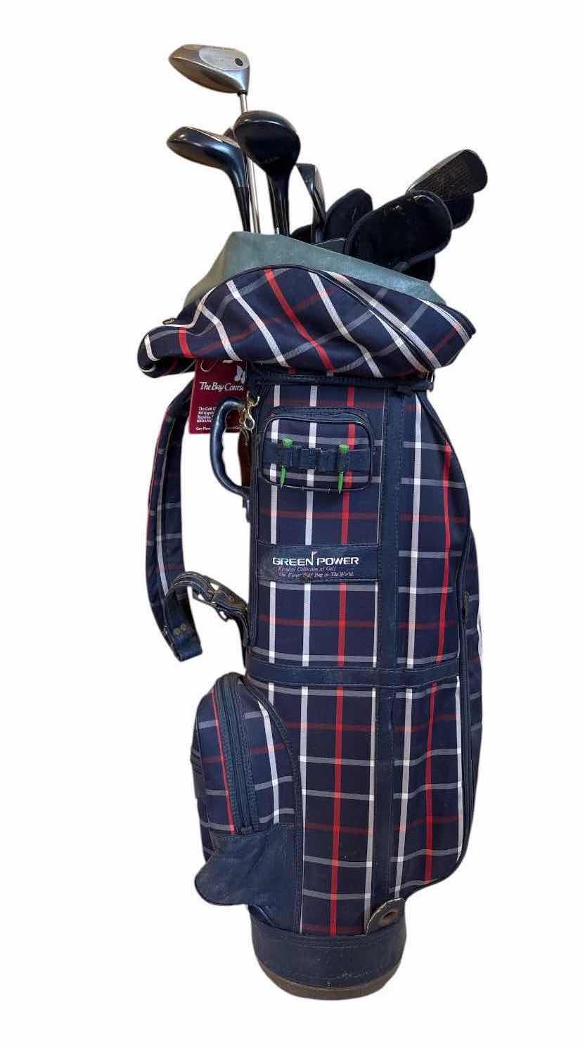 Photo 1 of MARUMAN & CALLAWAY ASSORTED GOLF CLUB SET WITH GREEN POWER CART BAG $175