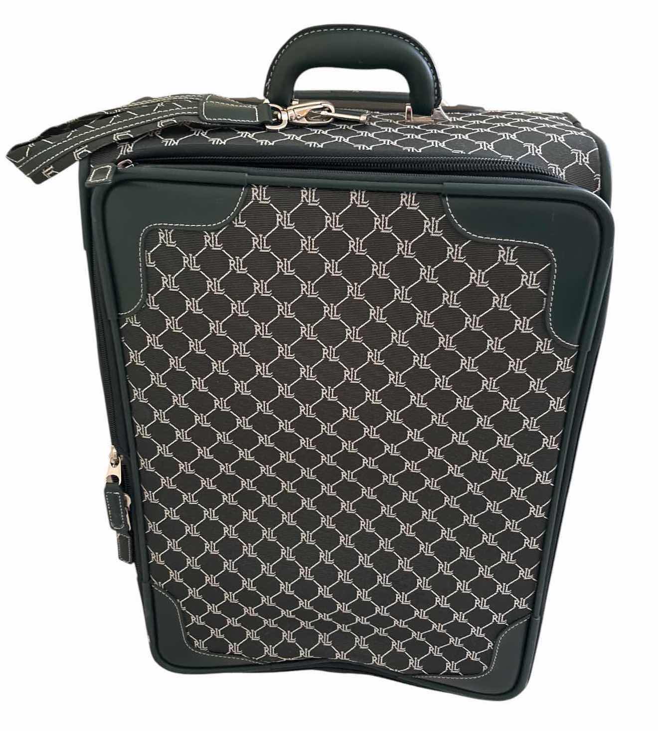 Photo 1 of BLACK & GRAY MONOGRAM PATTERN ROLLING CARRY-ON SUITCASE 16.5”X9”H22” $50