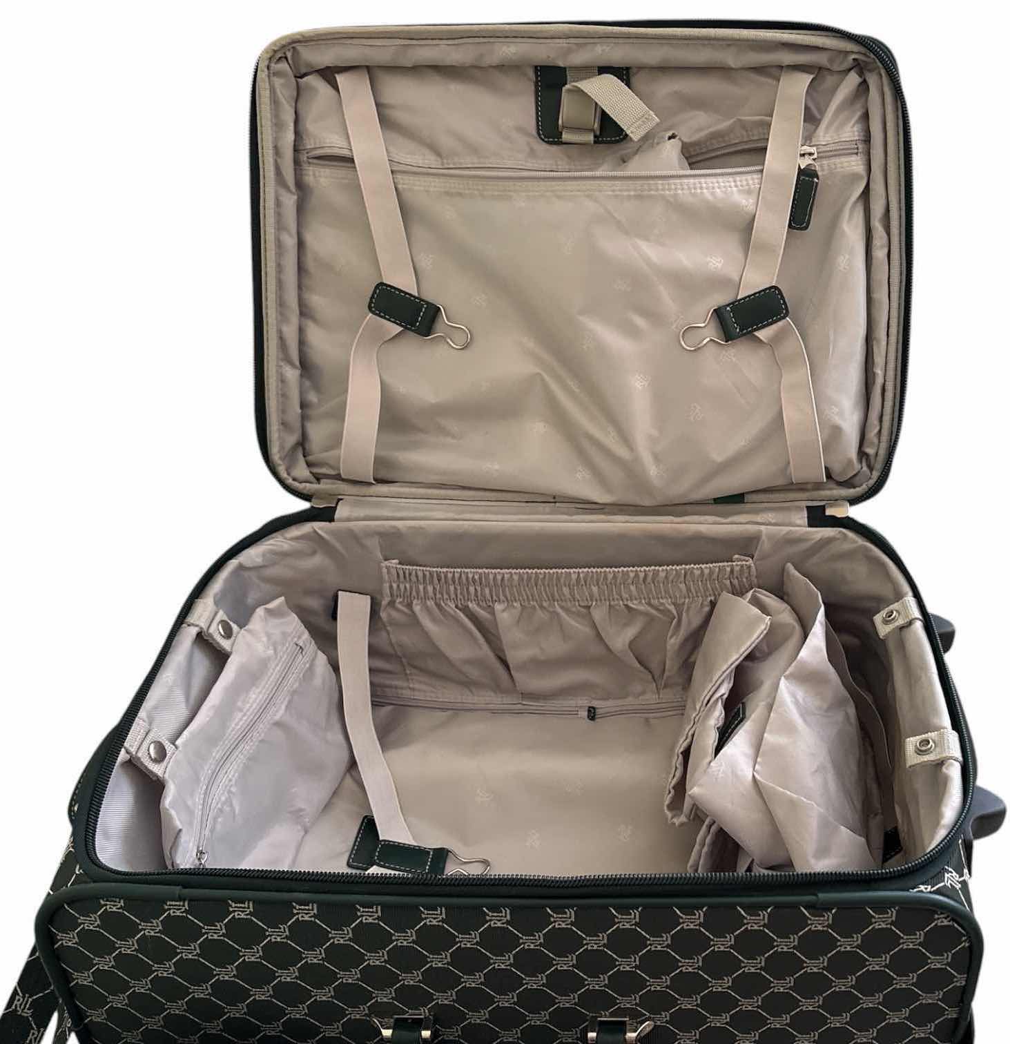 Photo 1 of BLACK & GRAY MONOGRAM PATTERN ROLLING CARRY-ON SUITCASE 16.5”X9”H22” $50
