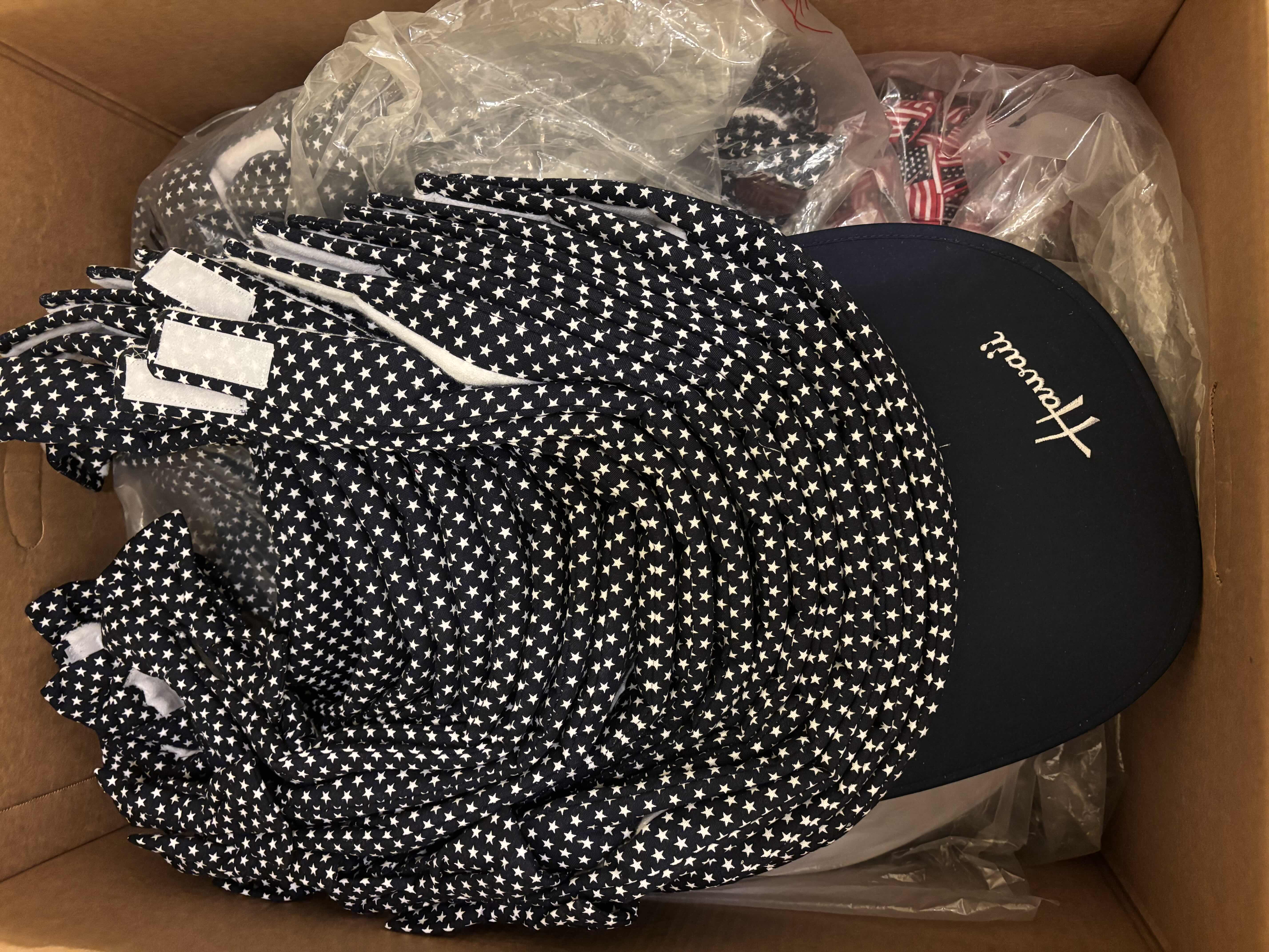 Photo 1 of BOX OF VISORS IN MULTIPLE COLORS & STYLES