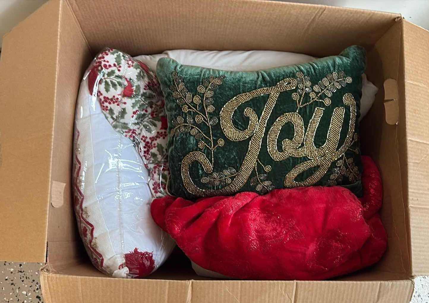 Photo 1 of BOX OF CHRISTMAS PILLOWS, RUGS AND MORE