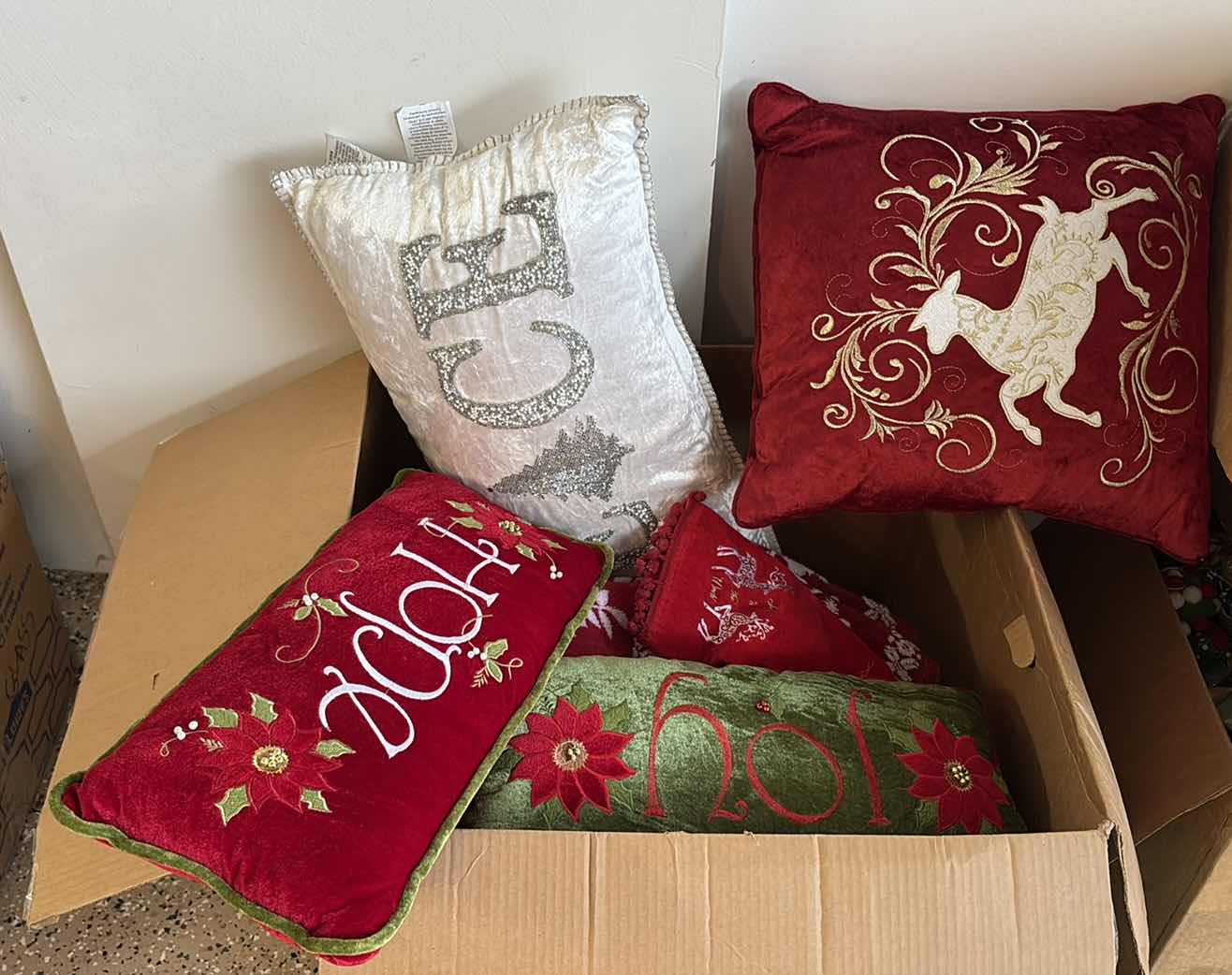 Photo 1 of LARGE BOX OF CHRISTMAS DECORATIONS- SNOWMAN ADVENT CALENDAR, ACCENT PILLOWS & MORE