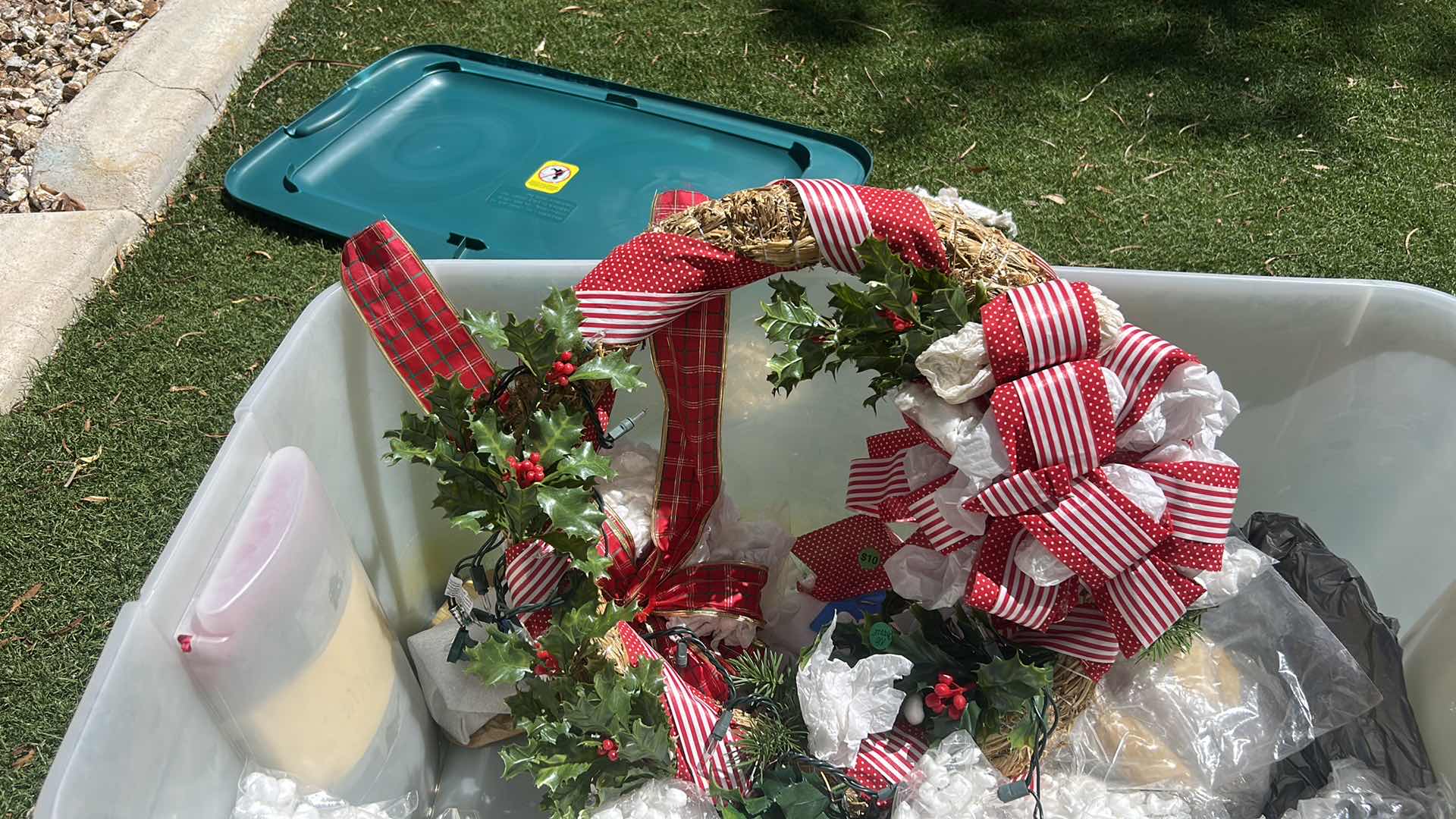 Photo 1 of TOTE FULL OF CHRISTMAS DECOR