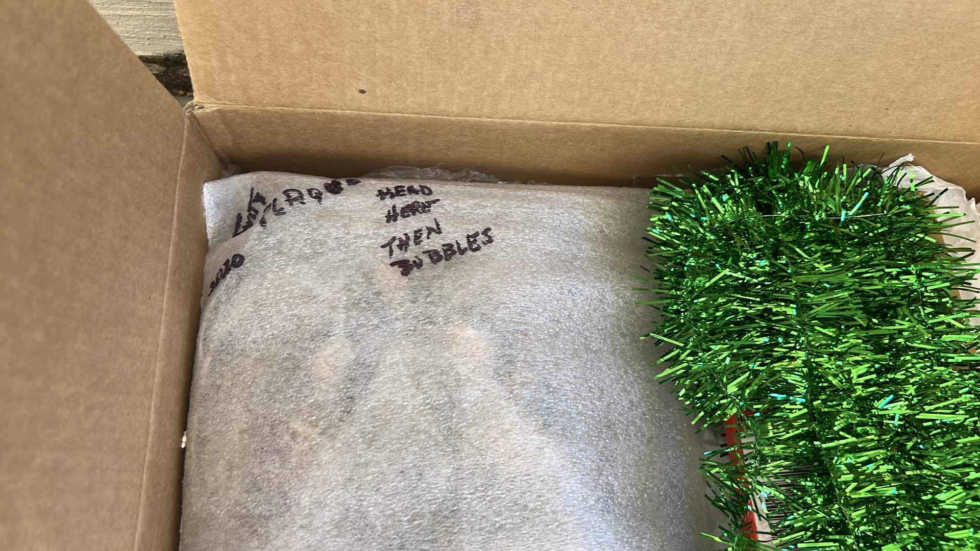 Photo 1 of THREE BOXES OF CHRISTMAS DECOR AND RIBBONS