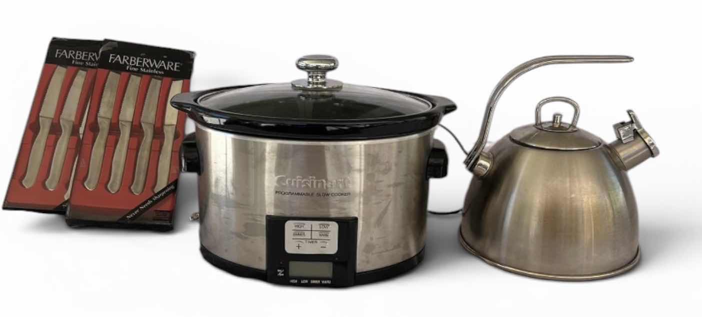 Photo 1 of CROCKPOT, TEAPOT AND SILVERWARE