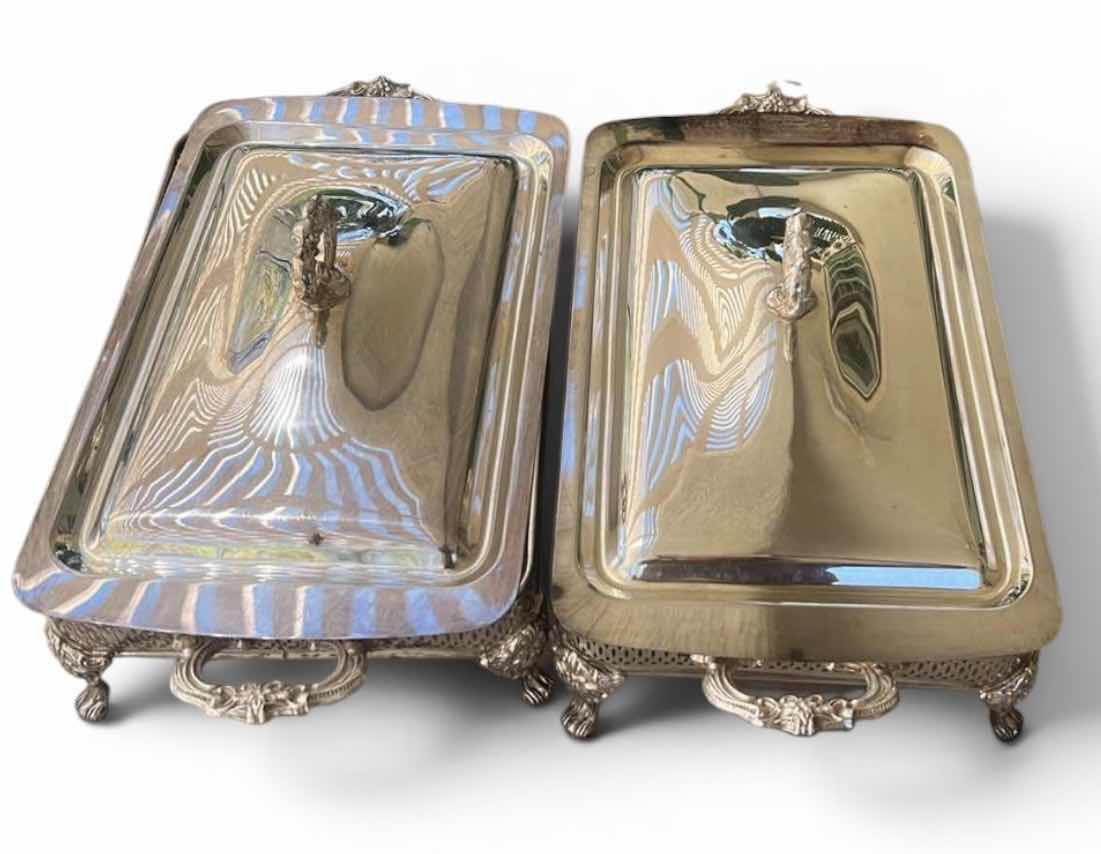Photo 1 of 2 SILVER-PLATED BUFFET DISHES 15 1/2” x 9 1/2” x H7 1/2”