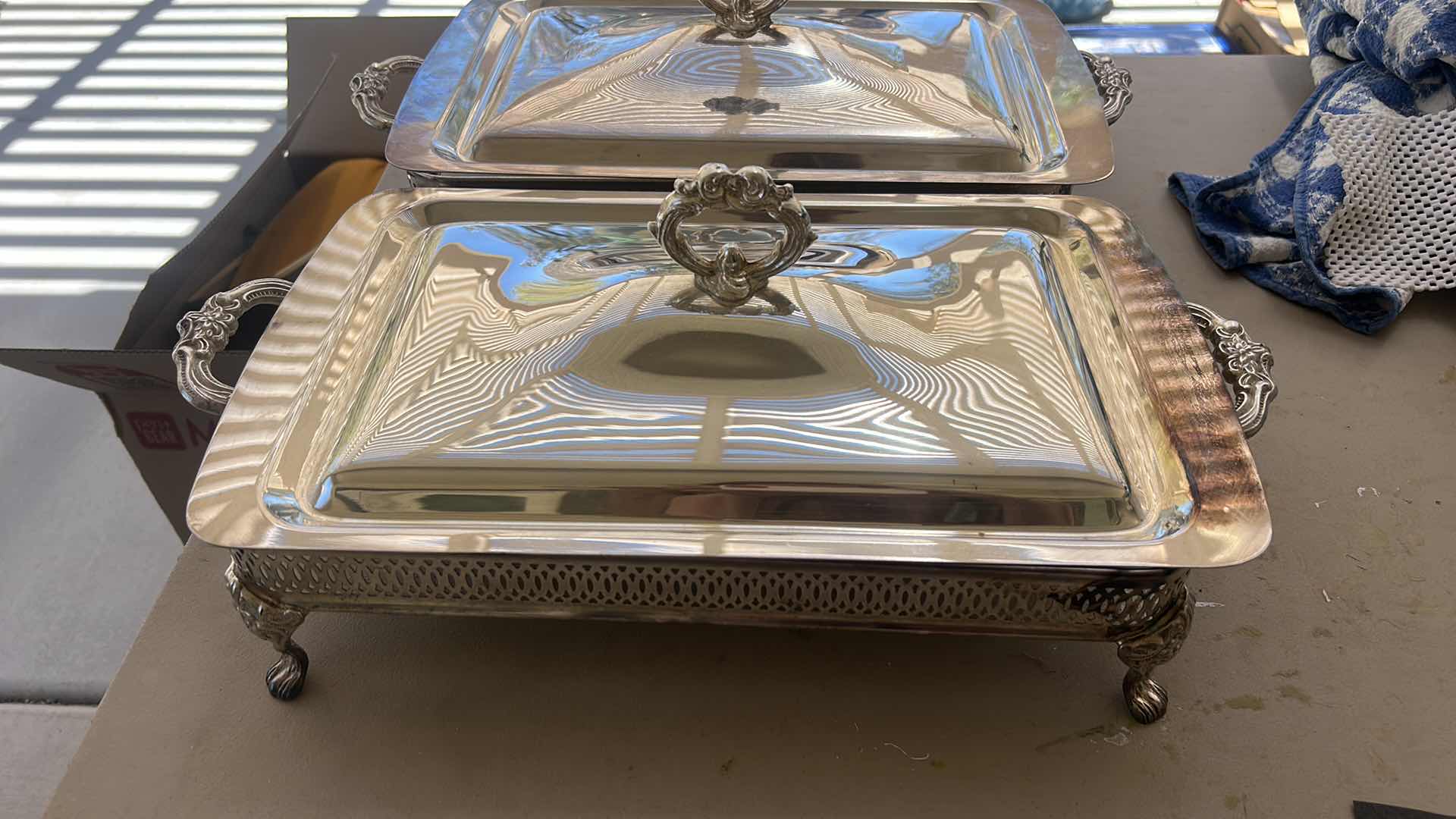 Photo 1 of 2 SILVER-PLATED BUFFET DISHES 15 1/2” x 9 1/2” x H7 1/2”