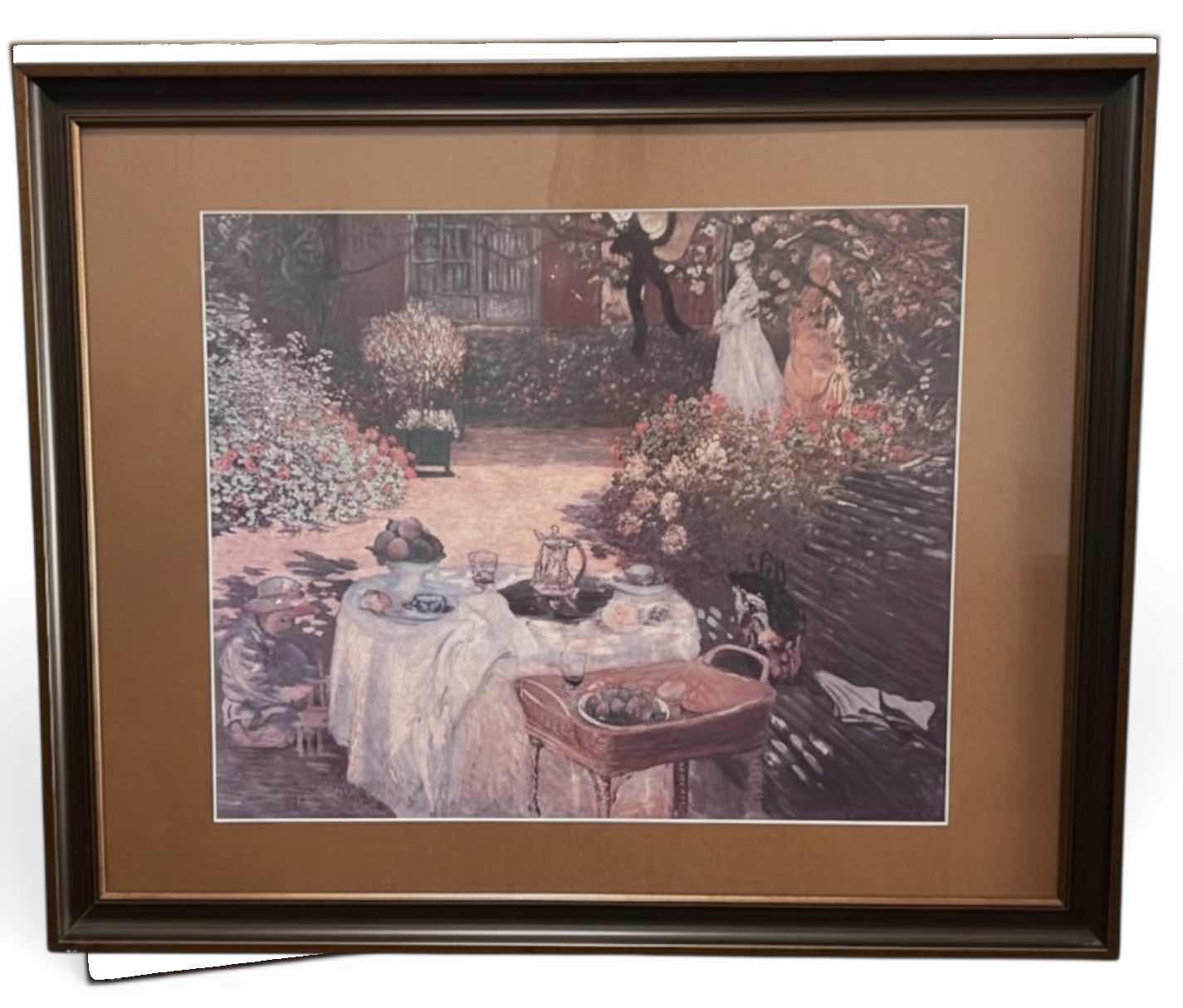 Photo 1 of FRAMED ART PRINT OF CLAUDE MONET’S 1873 PAINTING “THE LUNCHEON” (ALSO KNOWN AS “LE DÉJEUNER” 31” x H25 1/4”