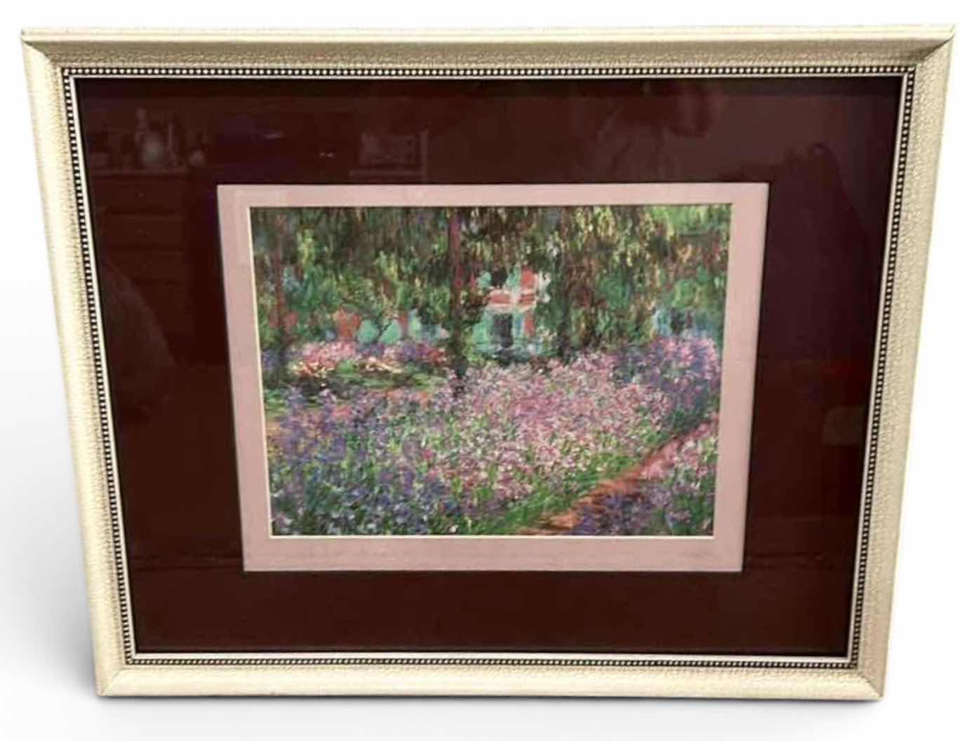 Photo 1 of FRAMED ART PRINT FEATURES CLAUDE MONET’S “THE ARTIST’S GARDEN AT GIVERNY” IMPRESSIONIST ARTWORK. 22” x H18”