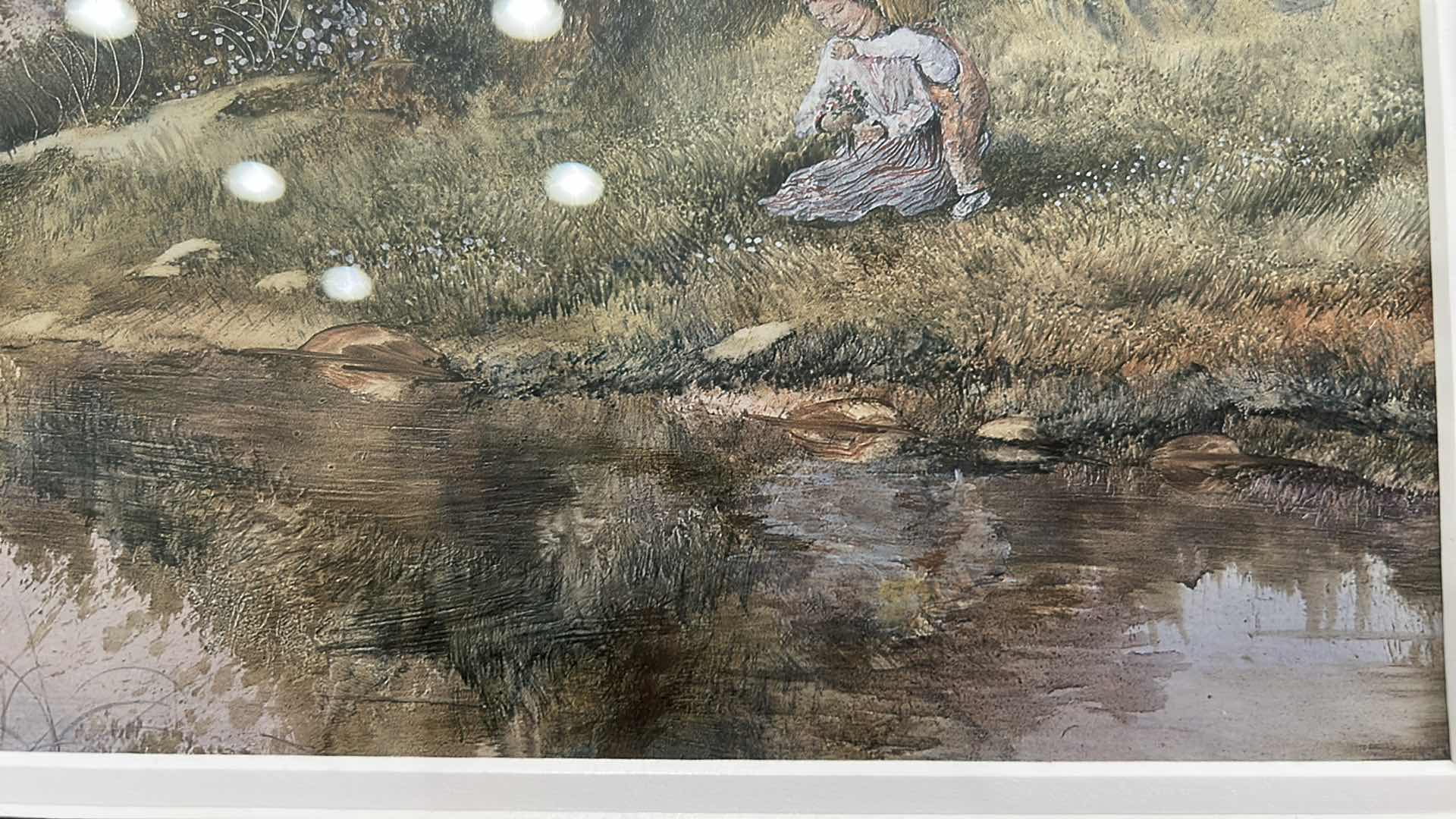 Photo 1 of FRAMED, ARTUR A. KAPLAN “PLAYING NEAR GAZEBO” LANDSCAPE ART PRINT  21 1/2” x H17 1/2”
