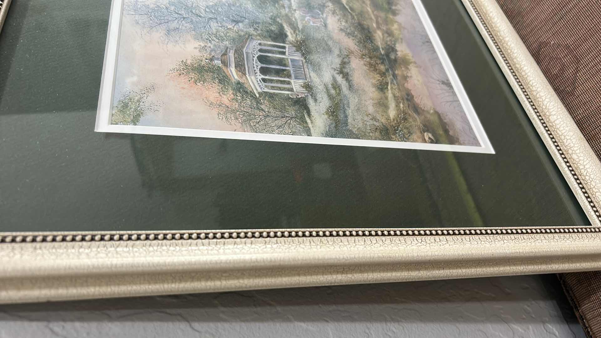 Photo 1 of FRAMED, ARTUR A. KAPLAN “PLAYING NEAR GAZEBO” LANDSCAPE ART PRINT  21 1/2” x H17 1/2”