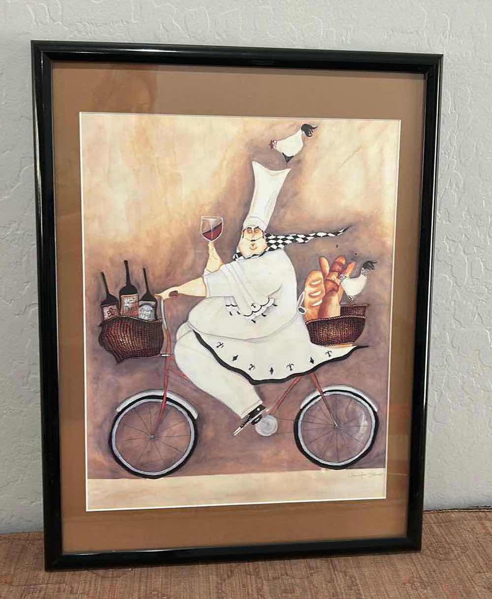 Photo 1 of FRAMED ART PRINT TITLED “CHEF TO GO” BY ARTIST JENNIFER GARANT. ARTWORK 19” x H25 1/4