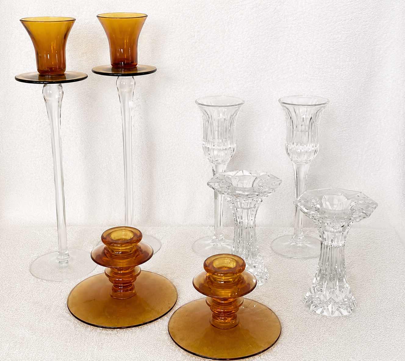 Photo 1 of GLASS AND CRYSTAL CANDLE HOLDERS H12”