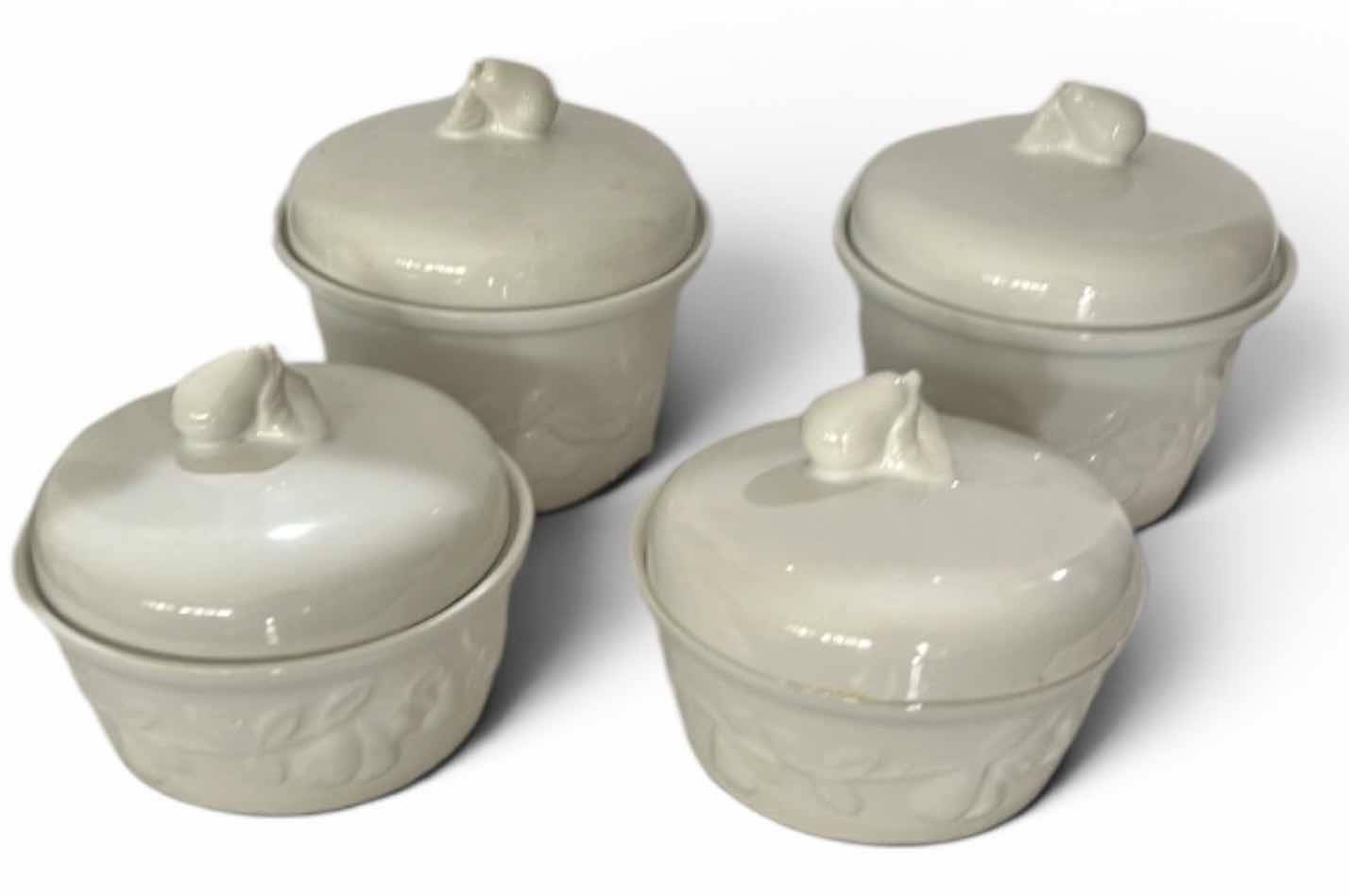 Photo 1 of 4 VINTAGE BANDWAGON WHITE CERAMIC LIDDED BOWLS