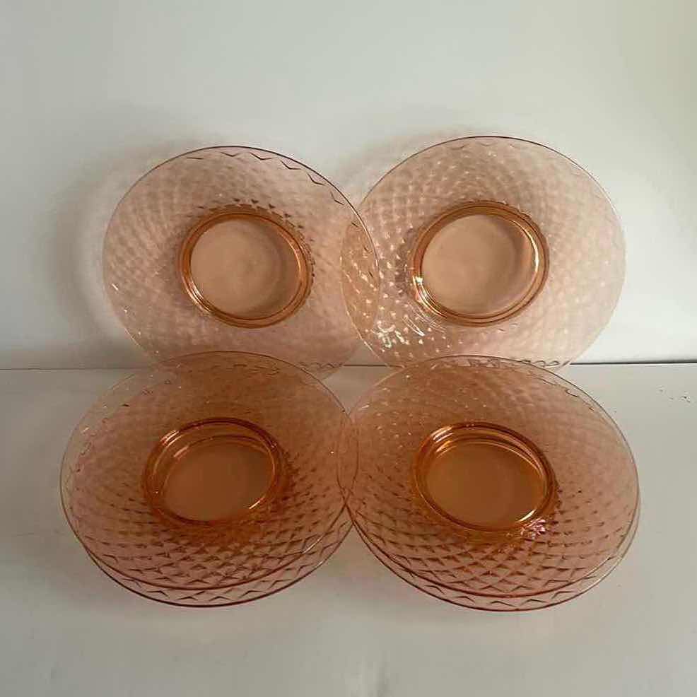 Photo 1 of 6 - VINTAGE PINK DEPRESSION GLASS PLATES 8”
