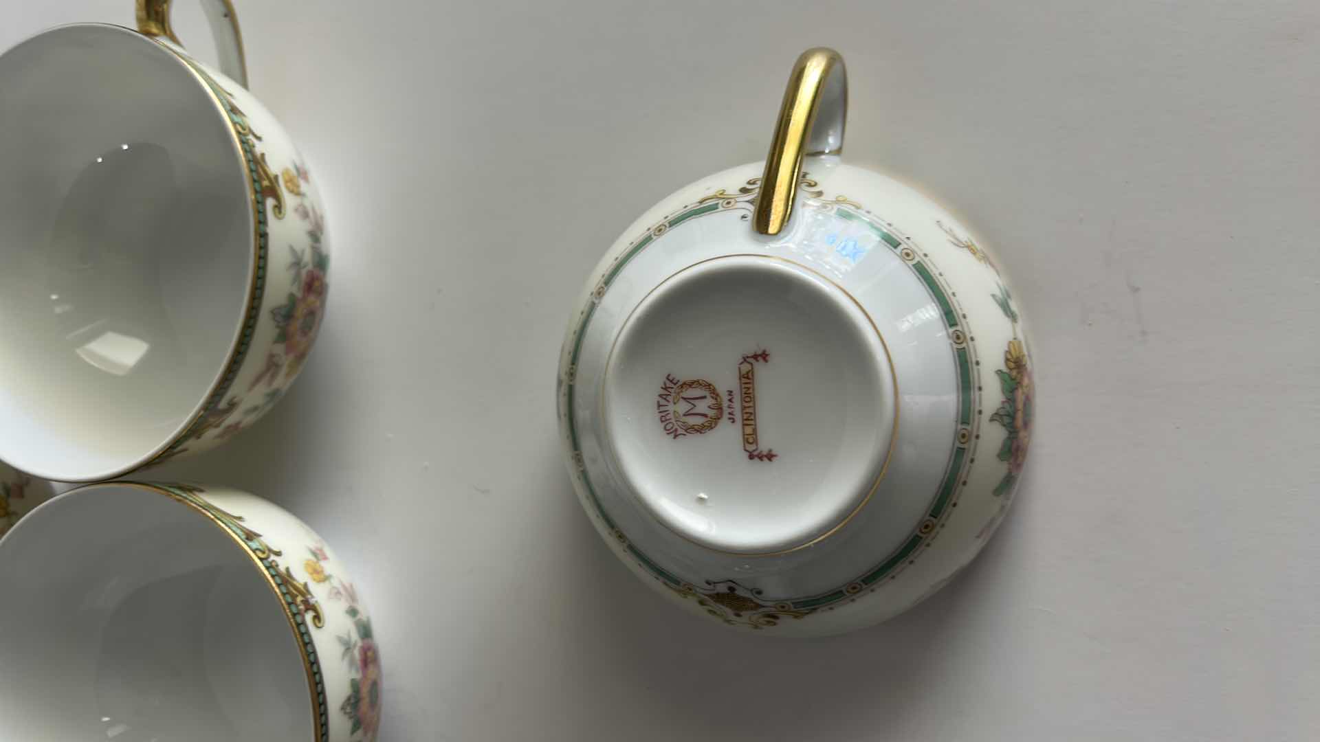 Photo 1 of 4- VINTAGE NORITAKE CLINTONIA TEACUPS & SAUCERS